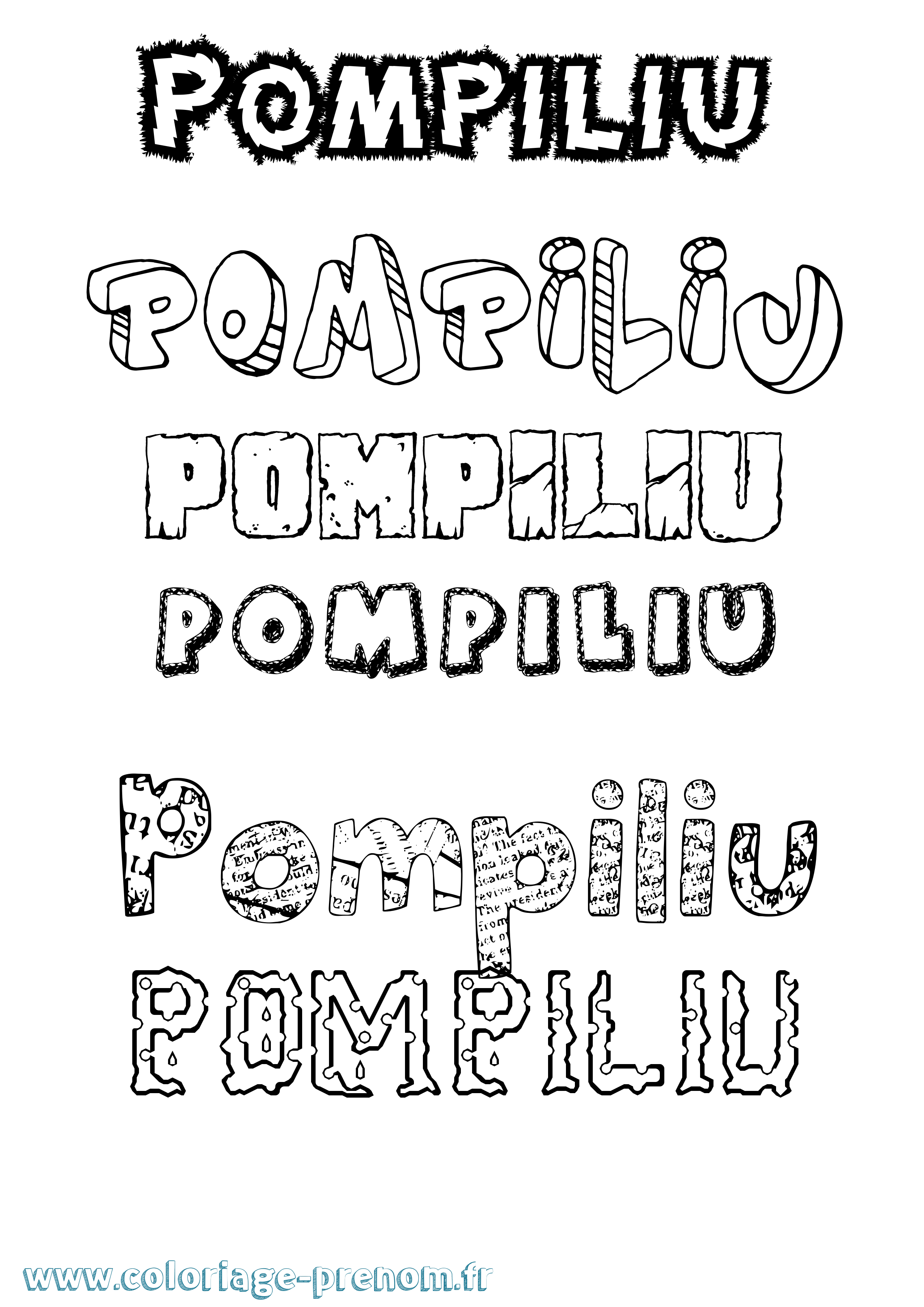 Coloriage prénom Pompiliu Destructuré