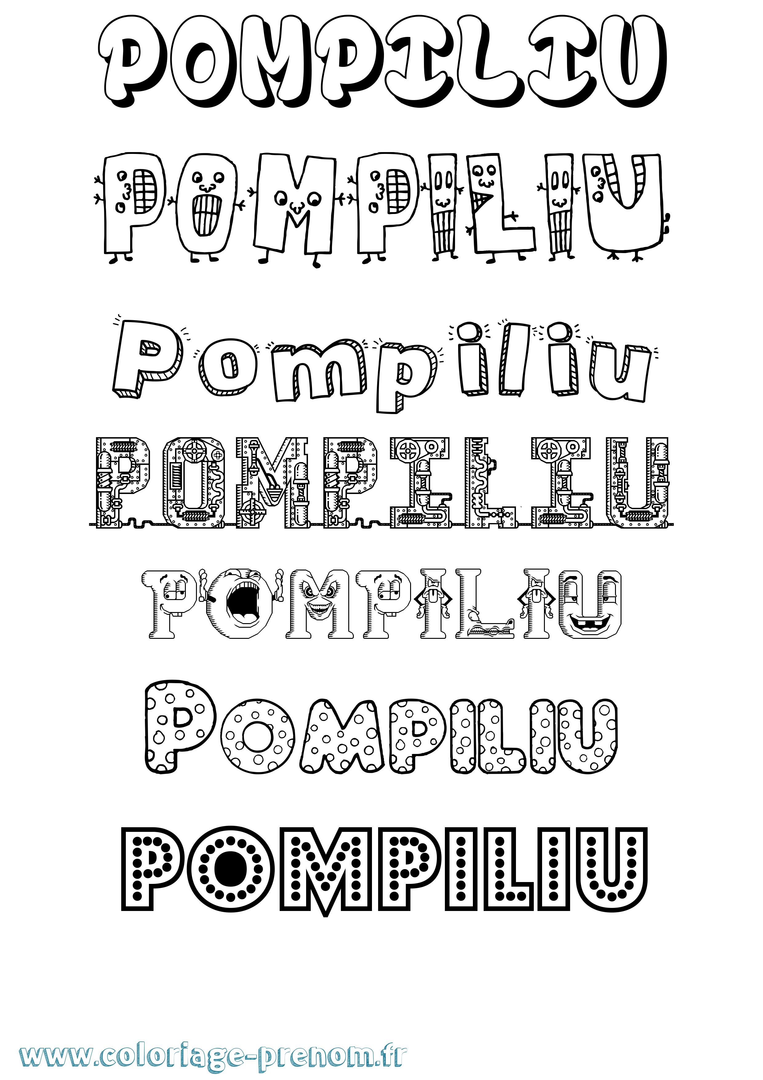 Coloriage prénom Pompiliu Fun