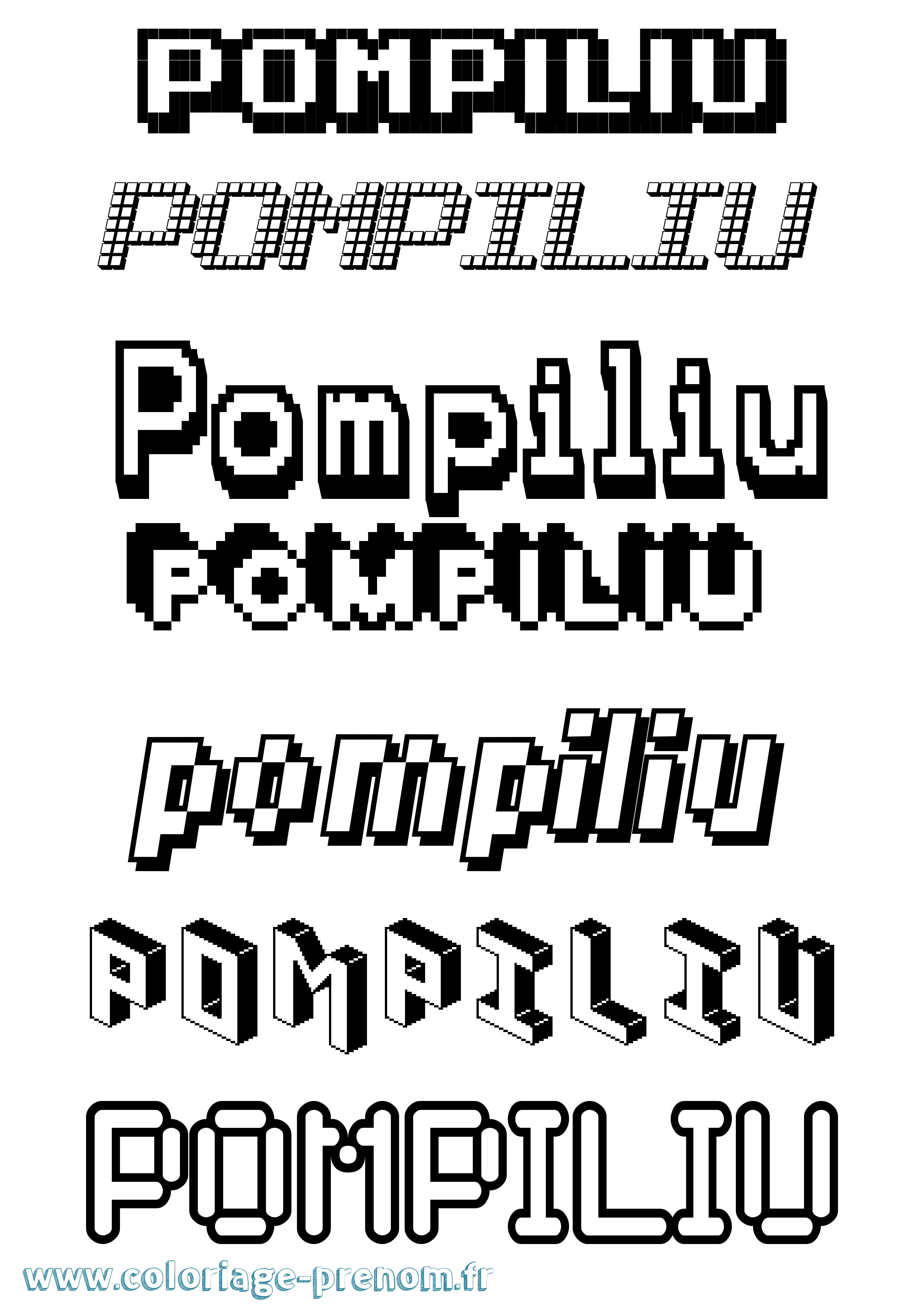 Coloriage prénom Pompiliu Pixel