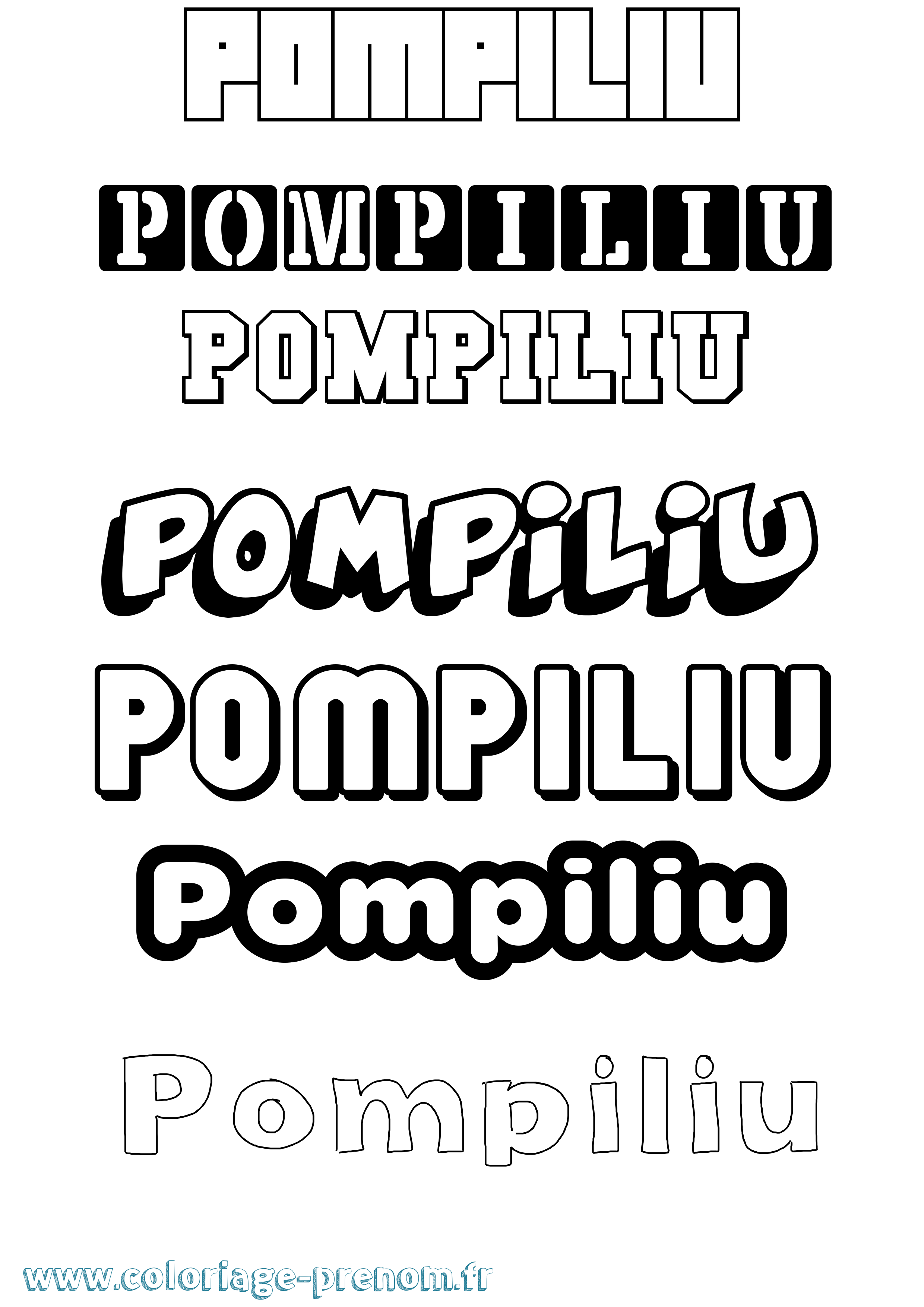 Coloriage prénom Pompiliu Simple
