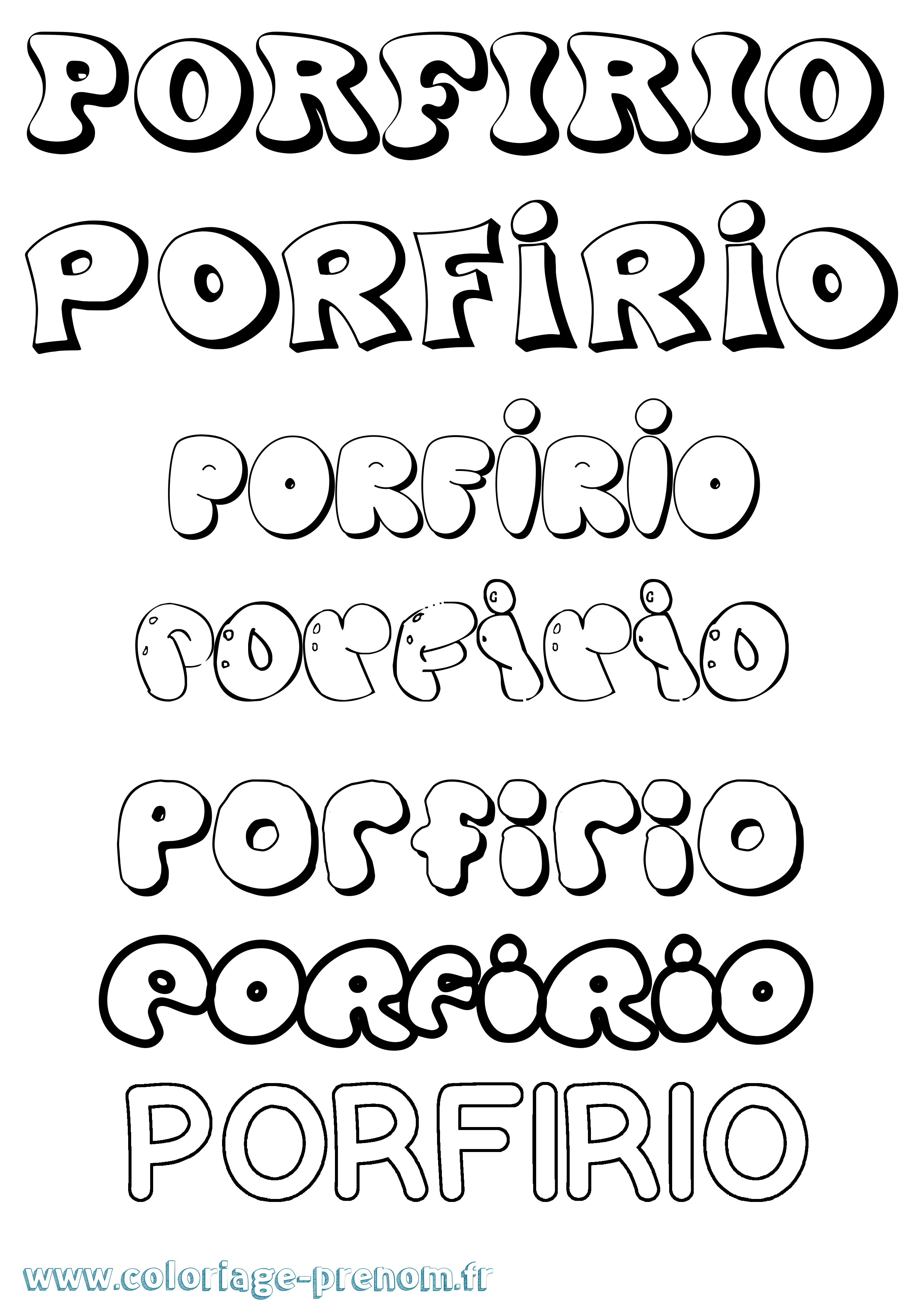 Coloriage prénom Porfirio Bubble