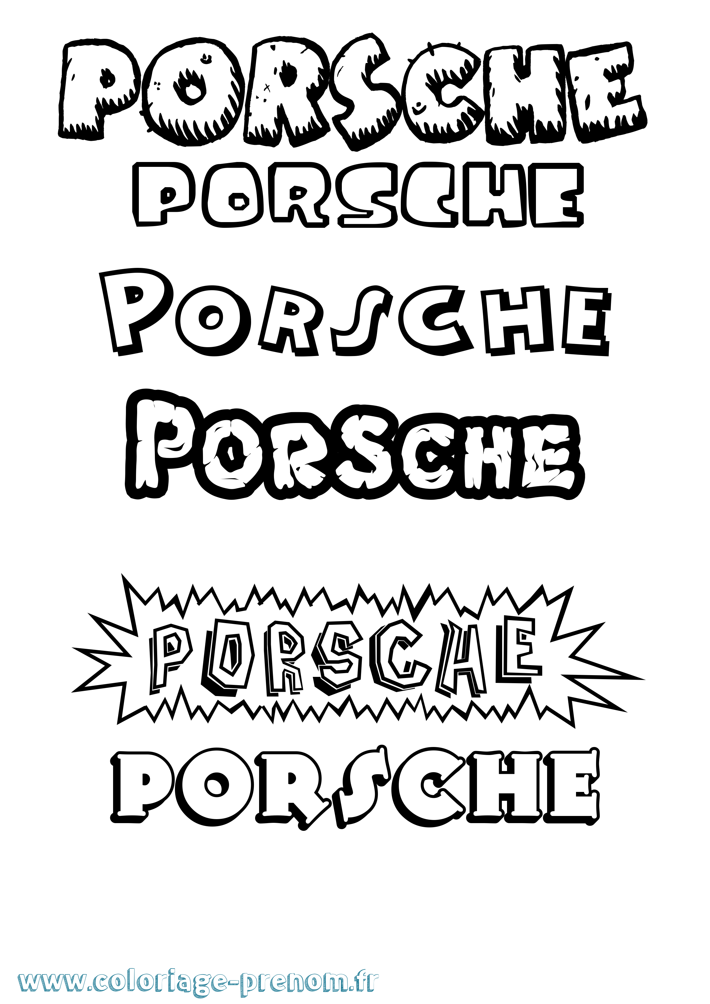 Coloriage prénom Porsche Dessin Animé