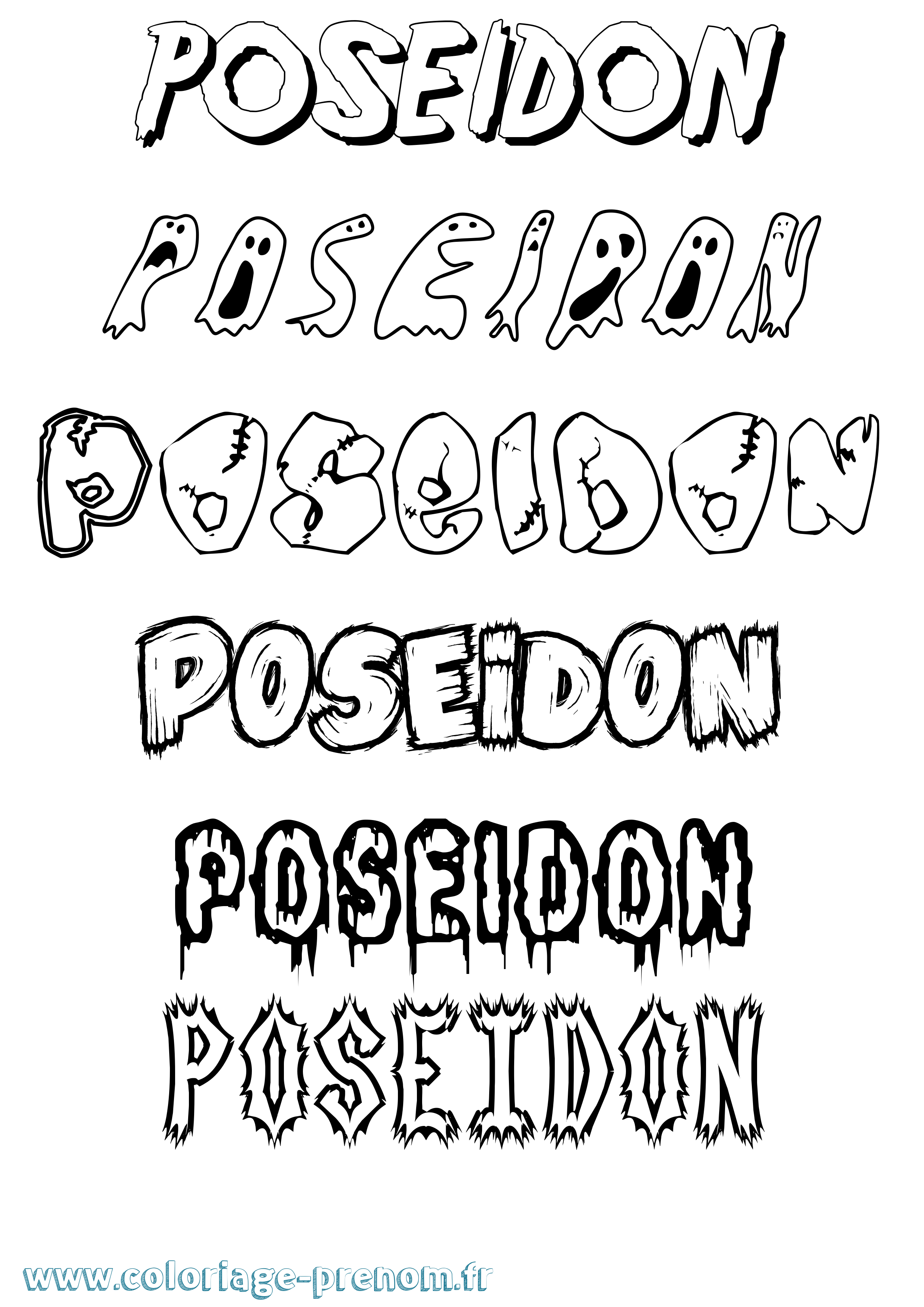 Coloriage prénom Poseidon Frisson