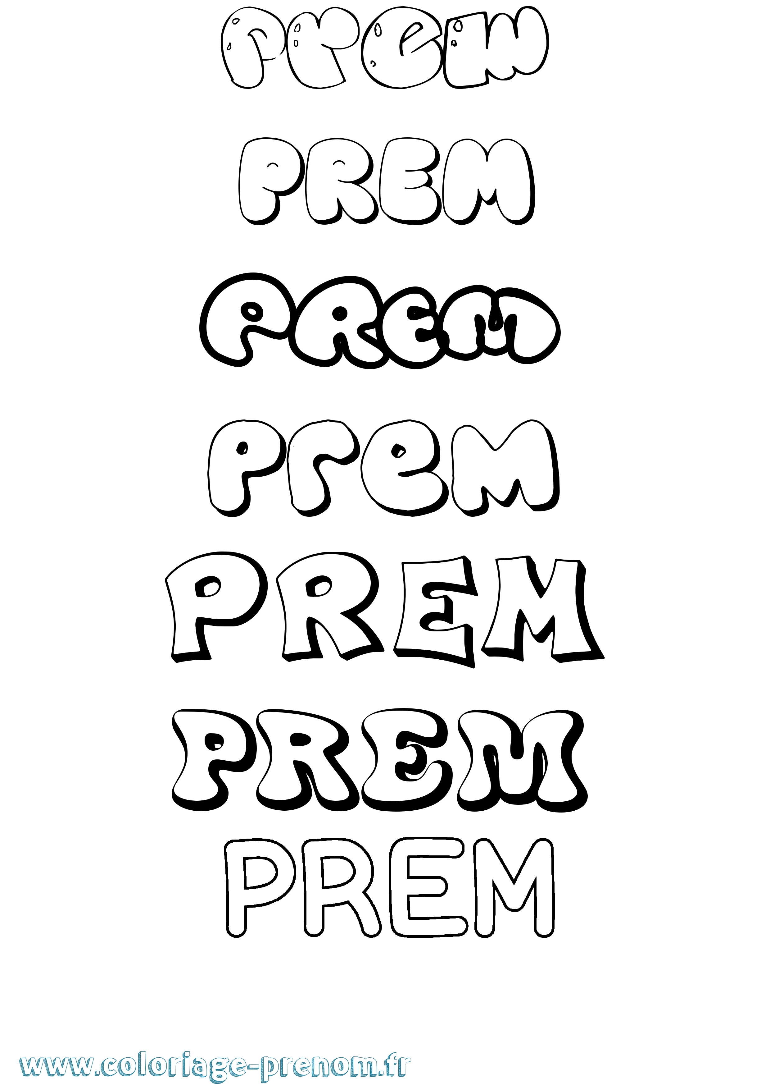 Coloriage prénom Prem Bubble