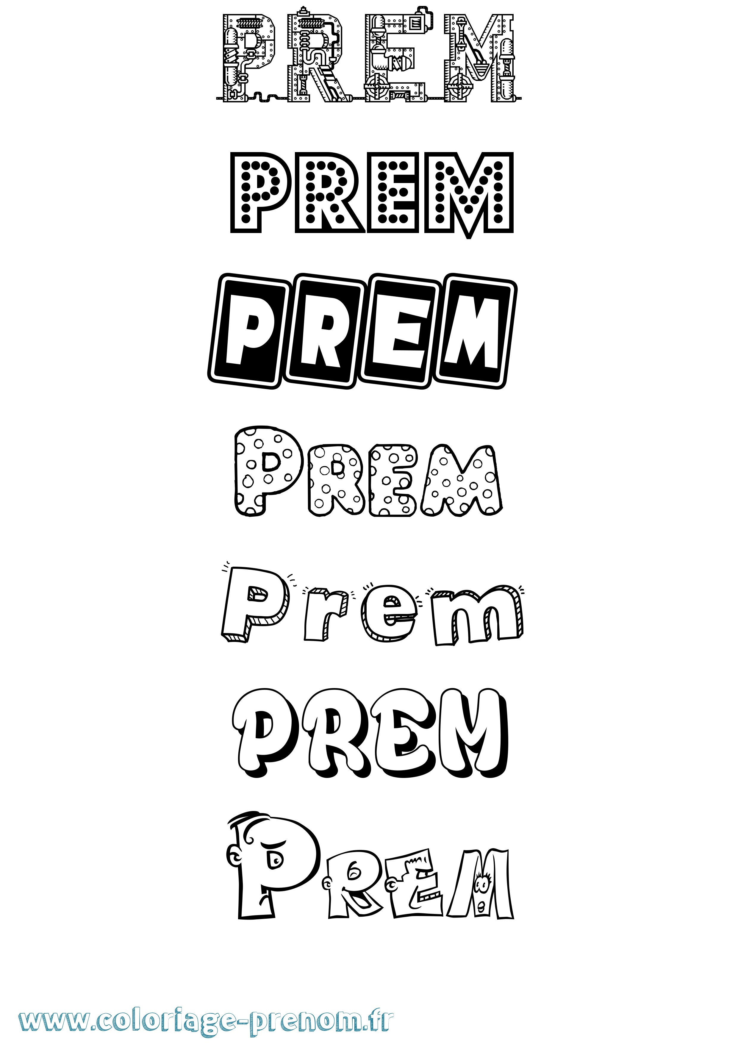 Coloriage prénom Prem Fun