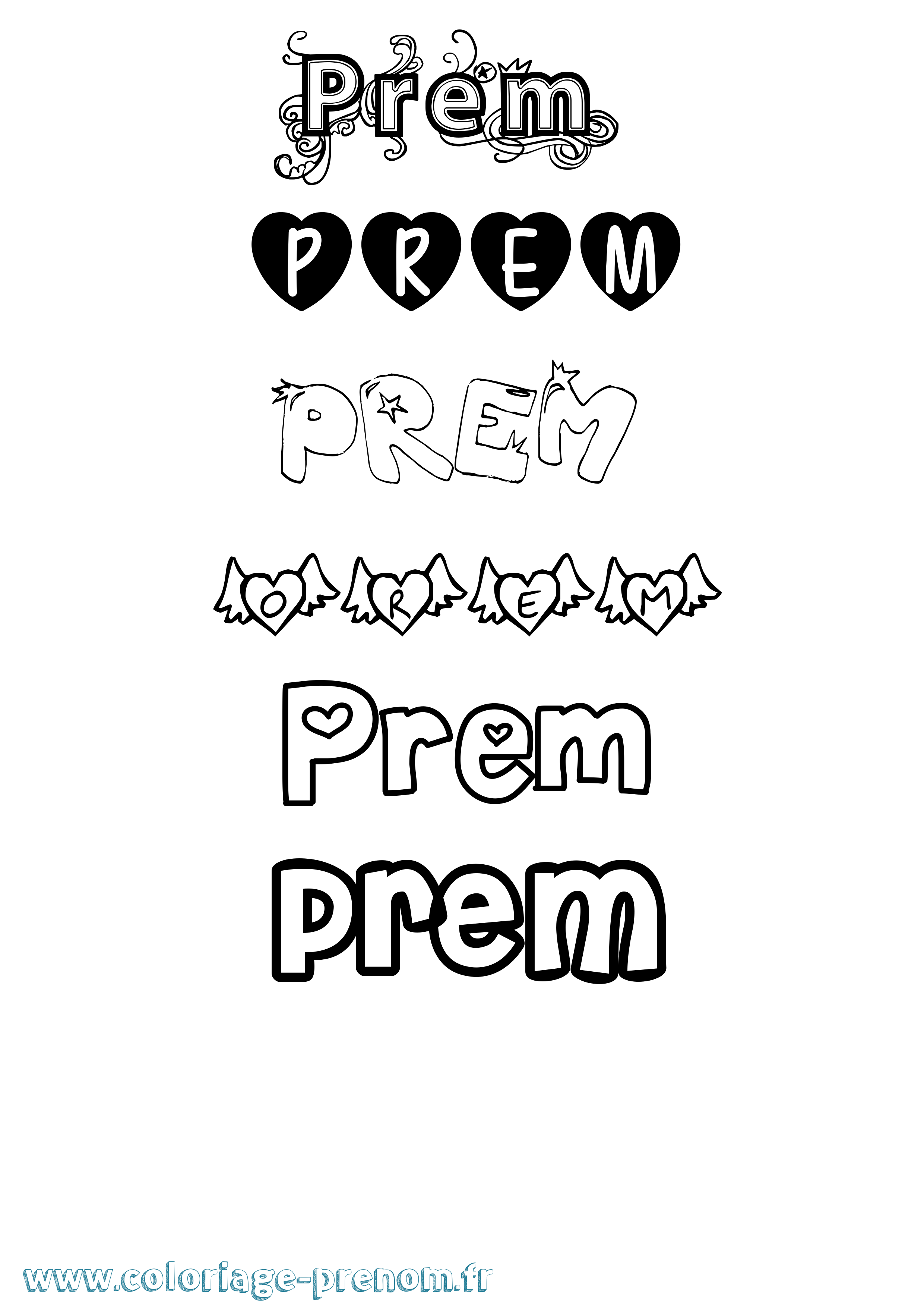 Coloriage prénom Prem Girly