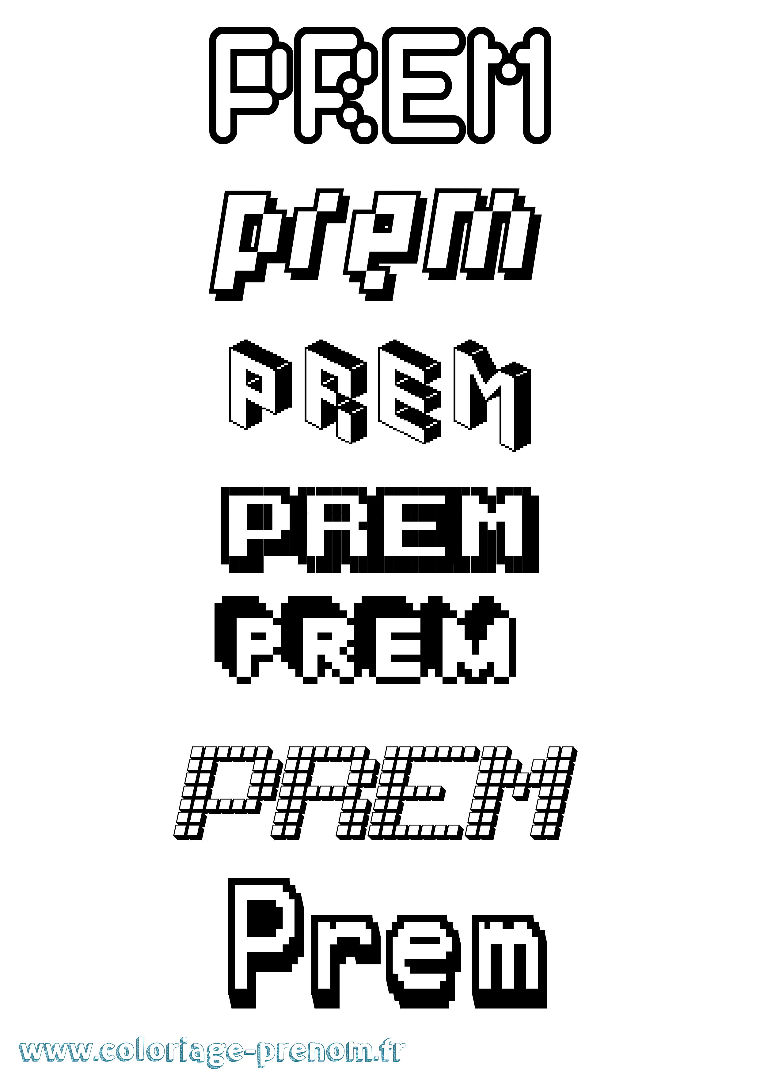 Coloriage prénom Prem Pixel