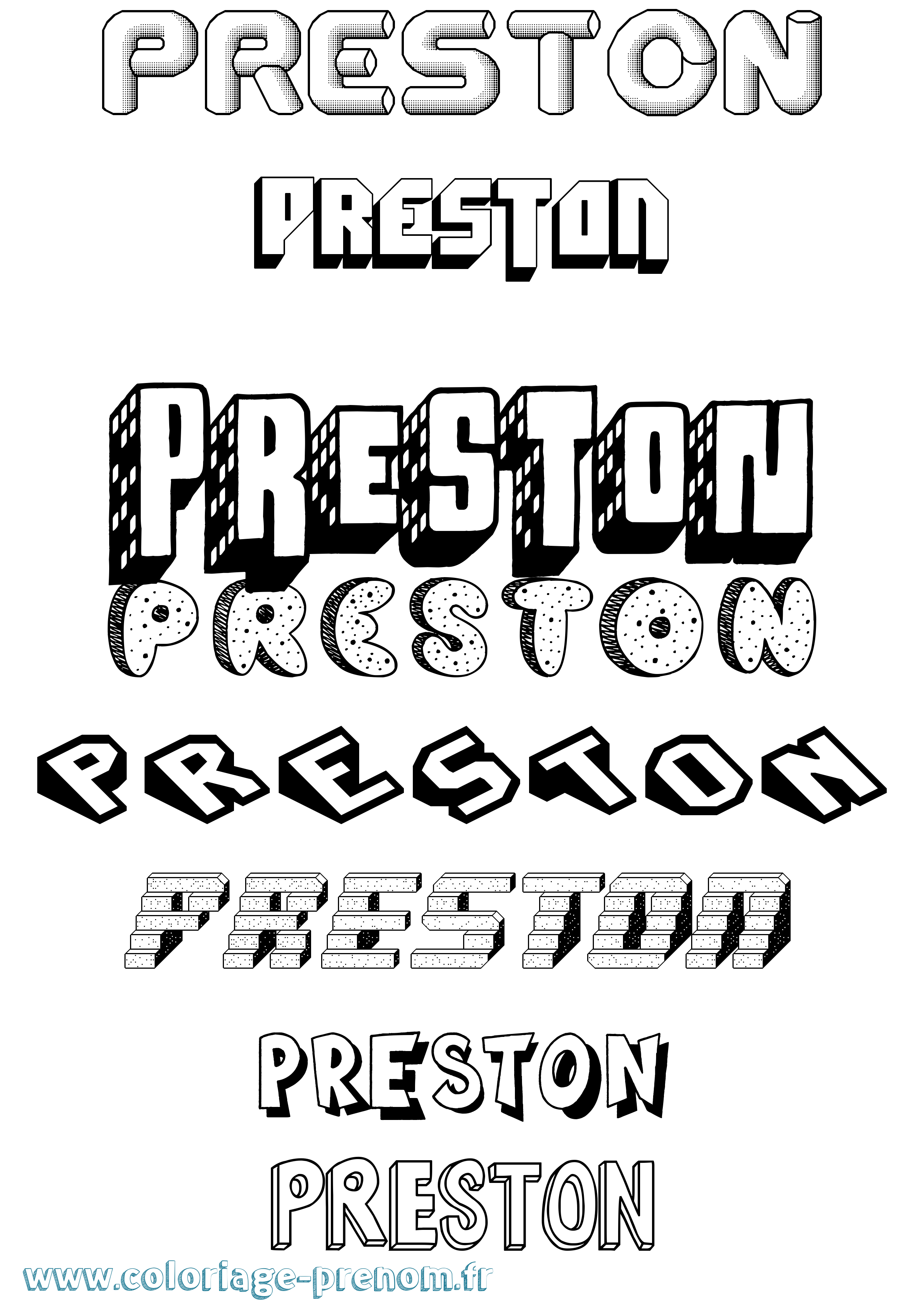 Coloriage prénom Preston