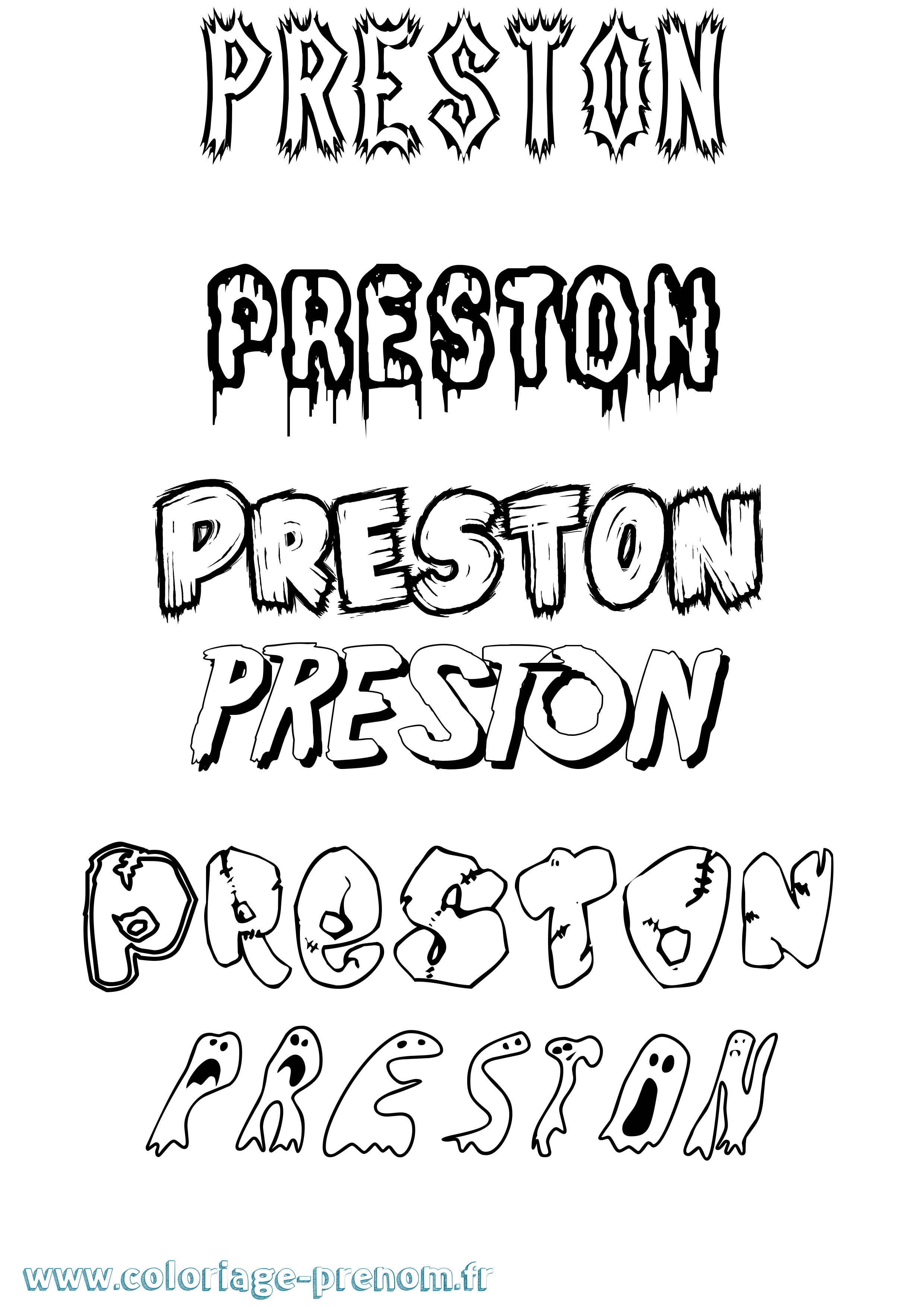 Coloriage prénom Preston