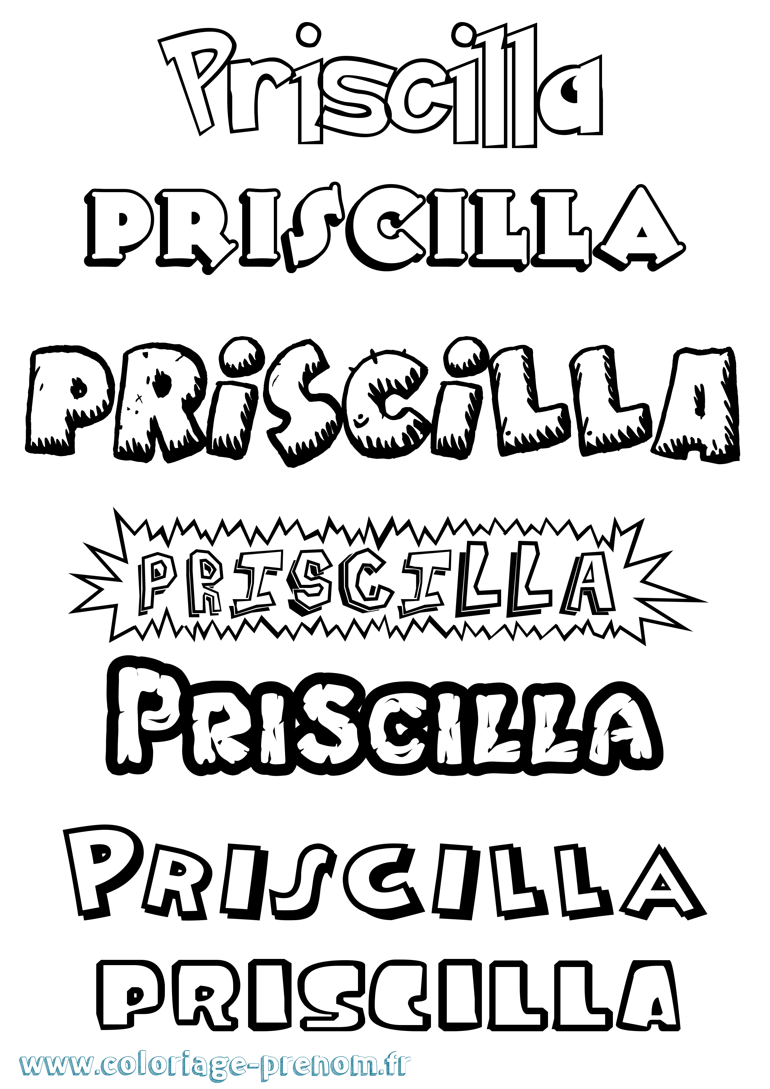 Coloriage prénom Priscilla Dessin Animé