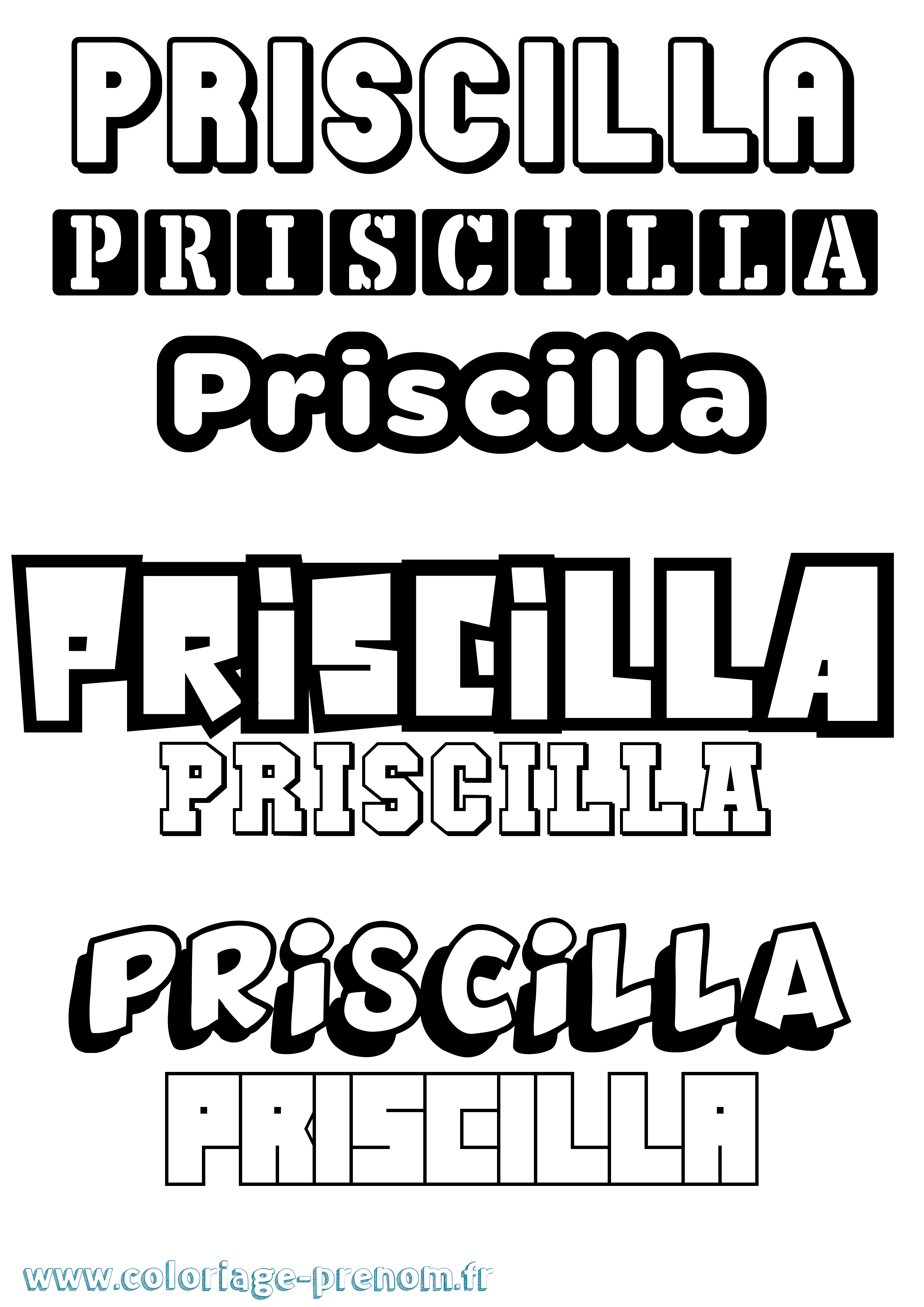 Coloriage prénom Priscilla Simple