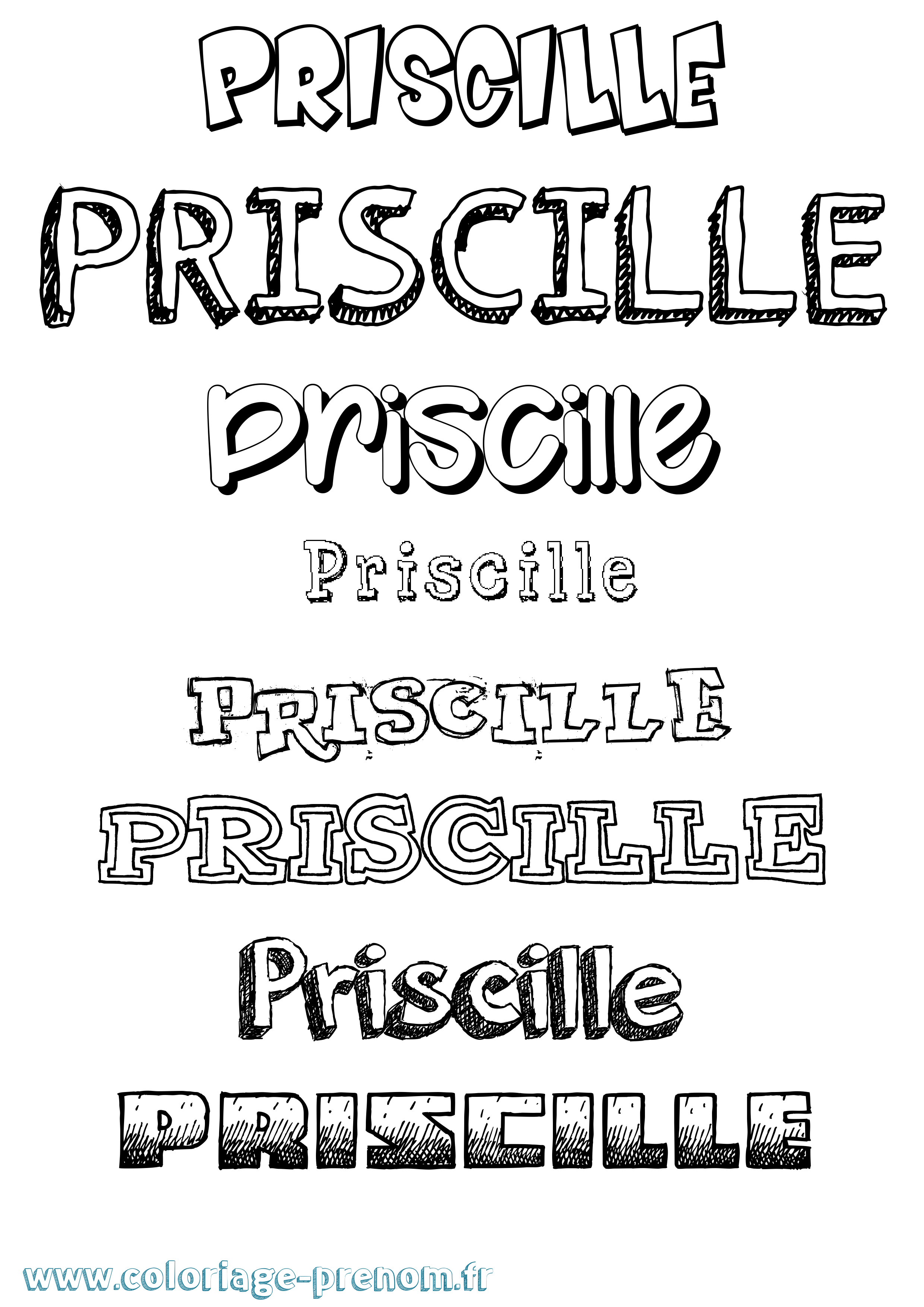 Coloriage prénom Priscille