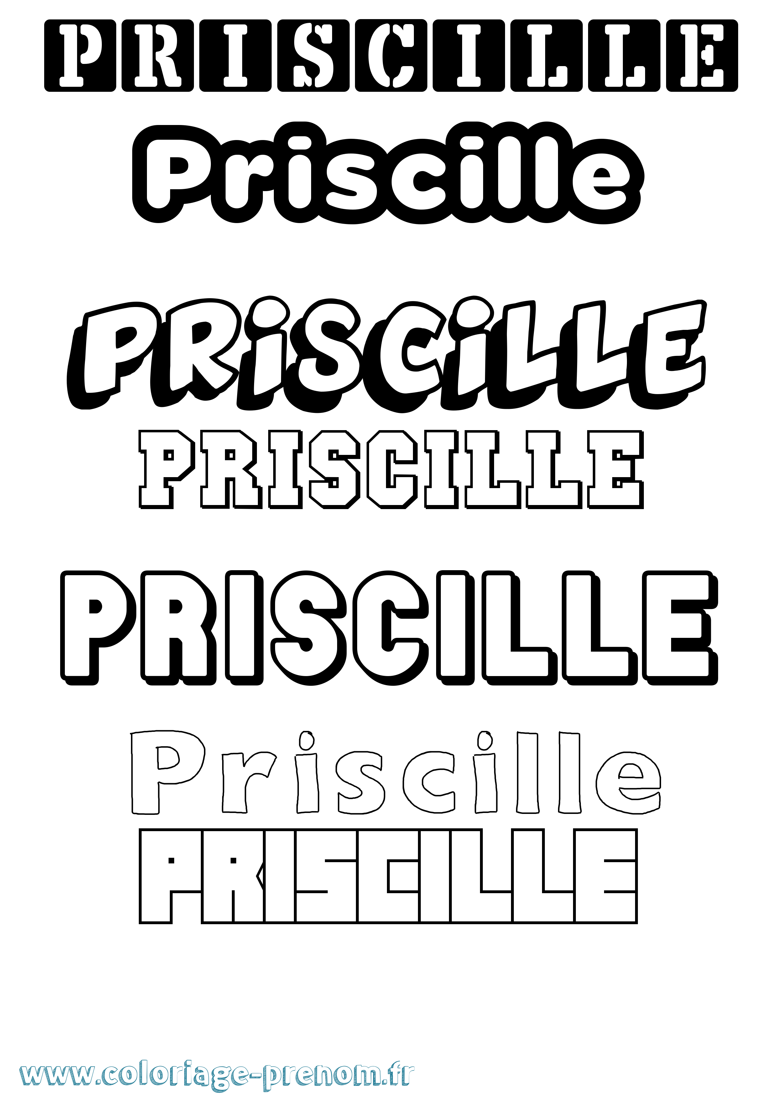 Coloriage prénom Priscille