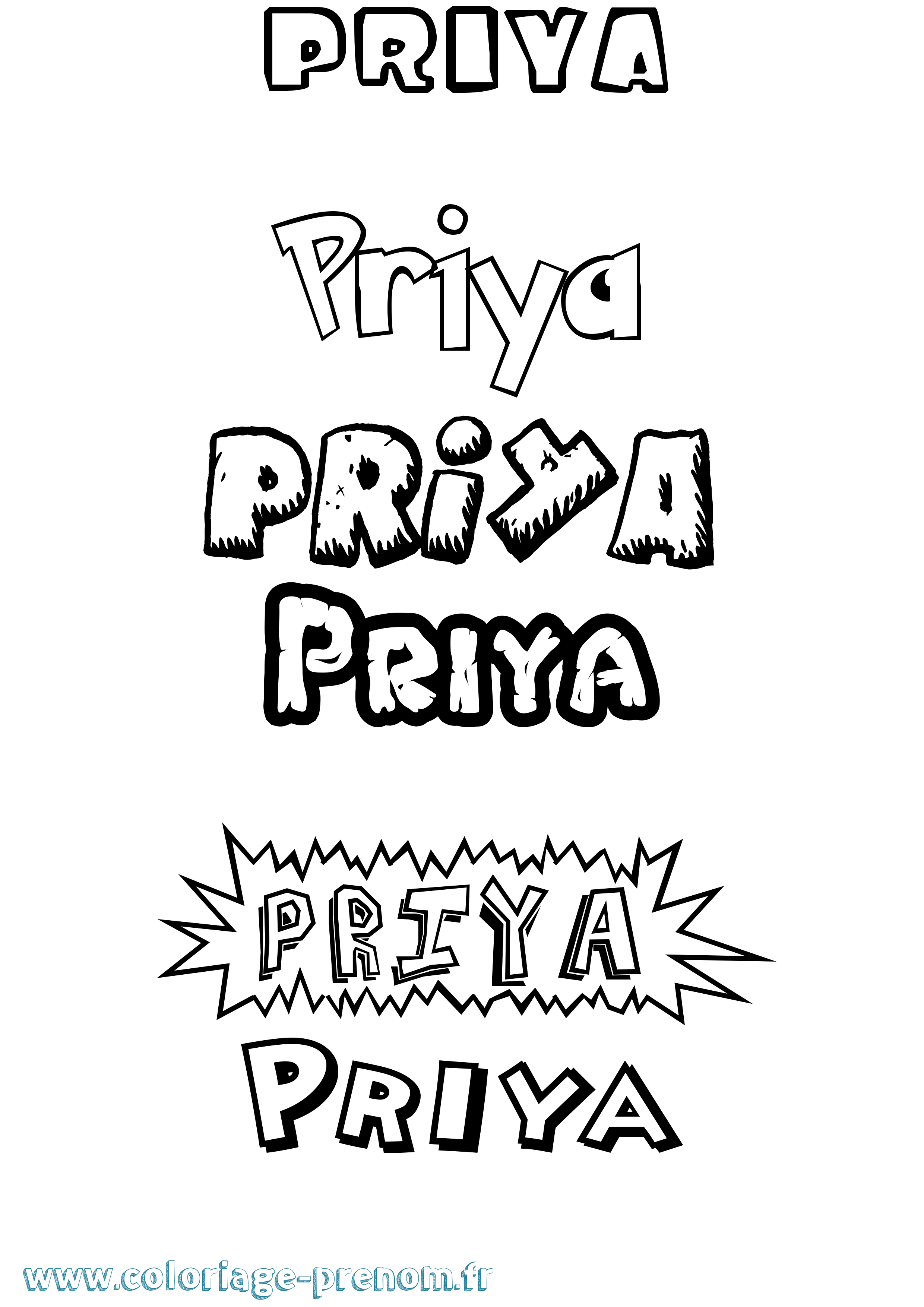 Coloriage Priya Dessin Animé Coloriage prénom Priya Dessin Animé