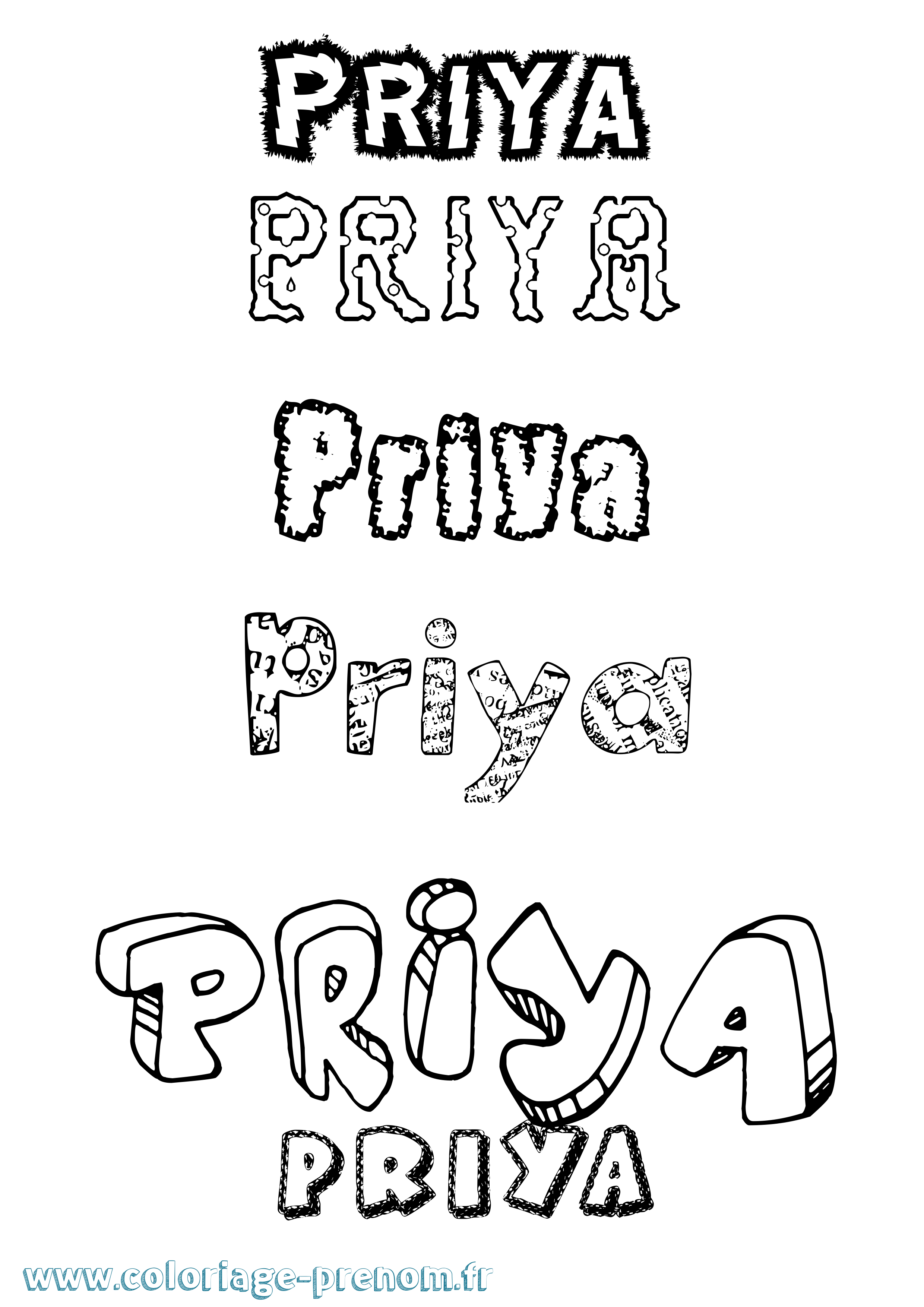 Coloriage Priya Destructuré Coloriage prénom Priya Destructuré