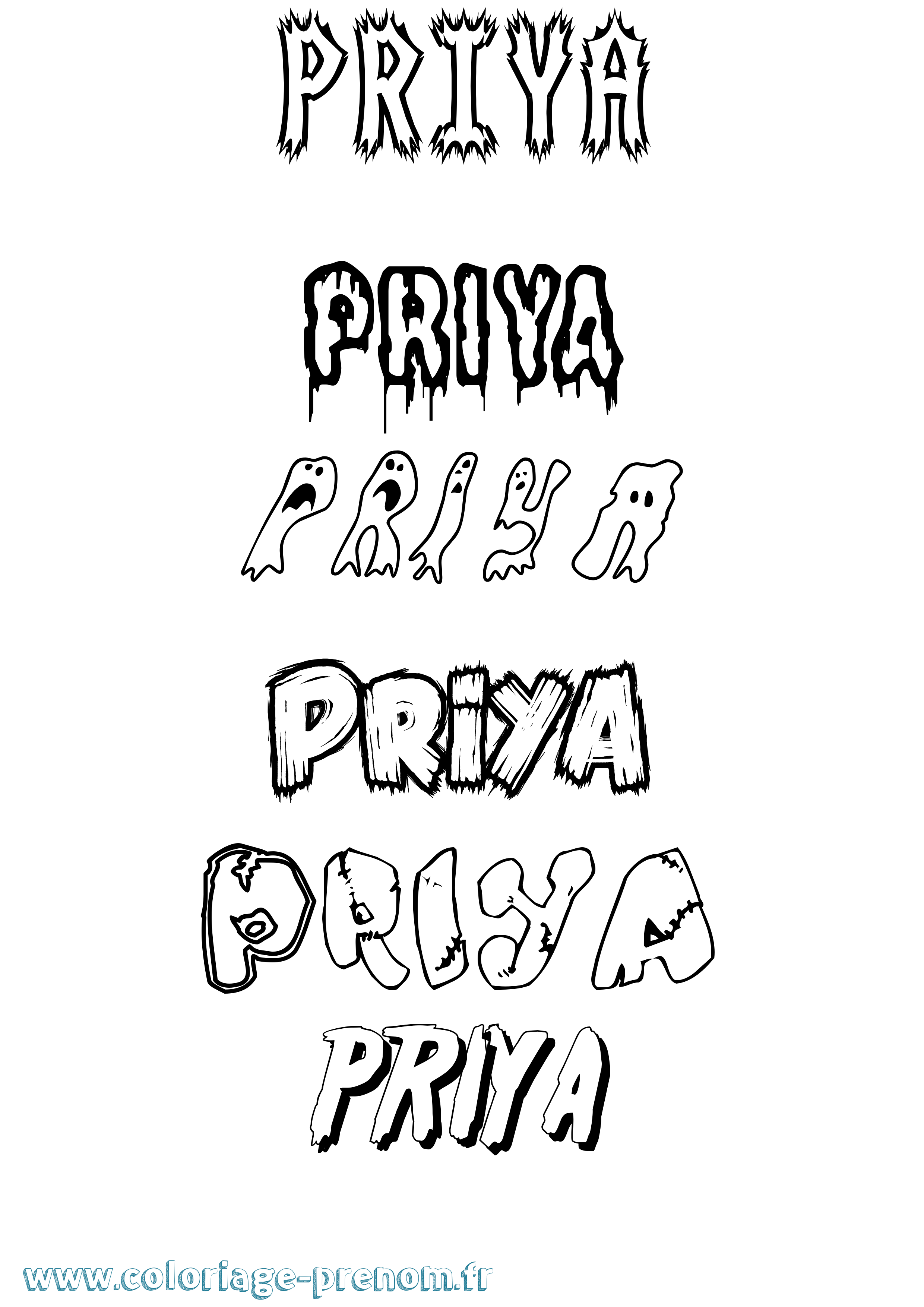 Coloriage Priya Frisson Coloriage prénom Priya Frisson