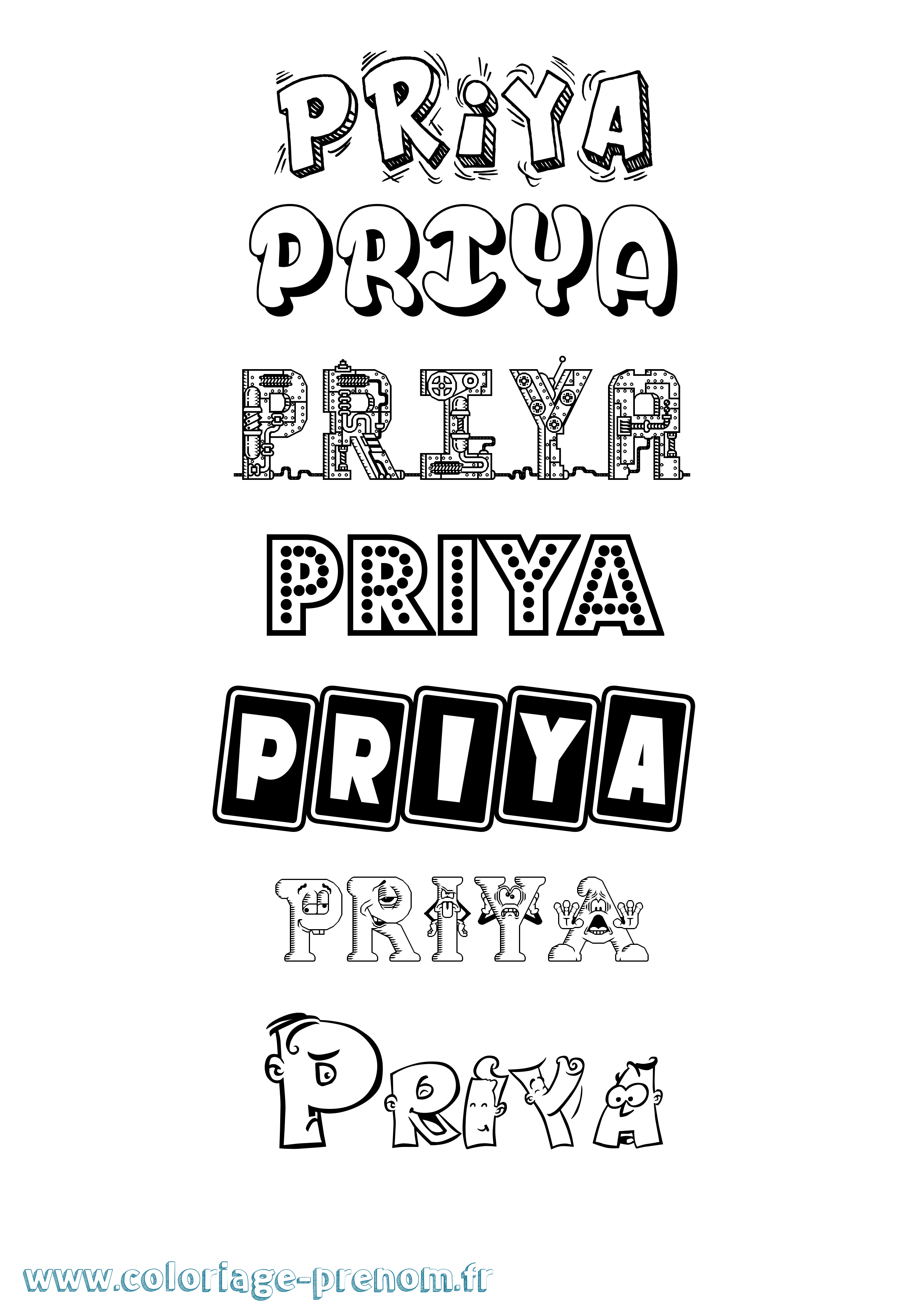 Coloriage Priya Fun Coloriage prénom Priya Fun