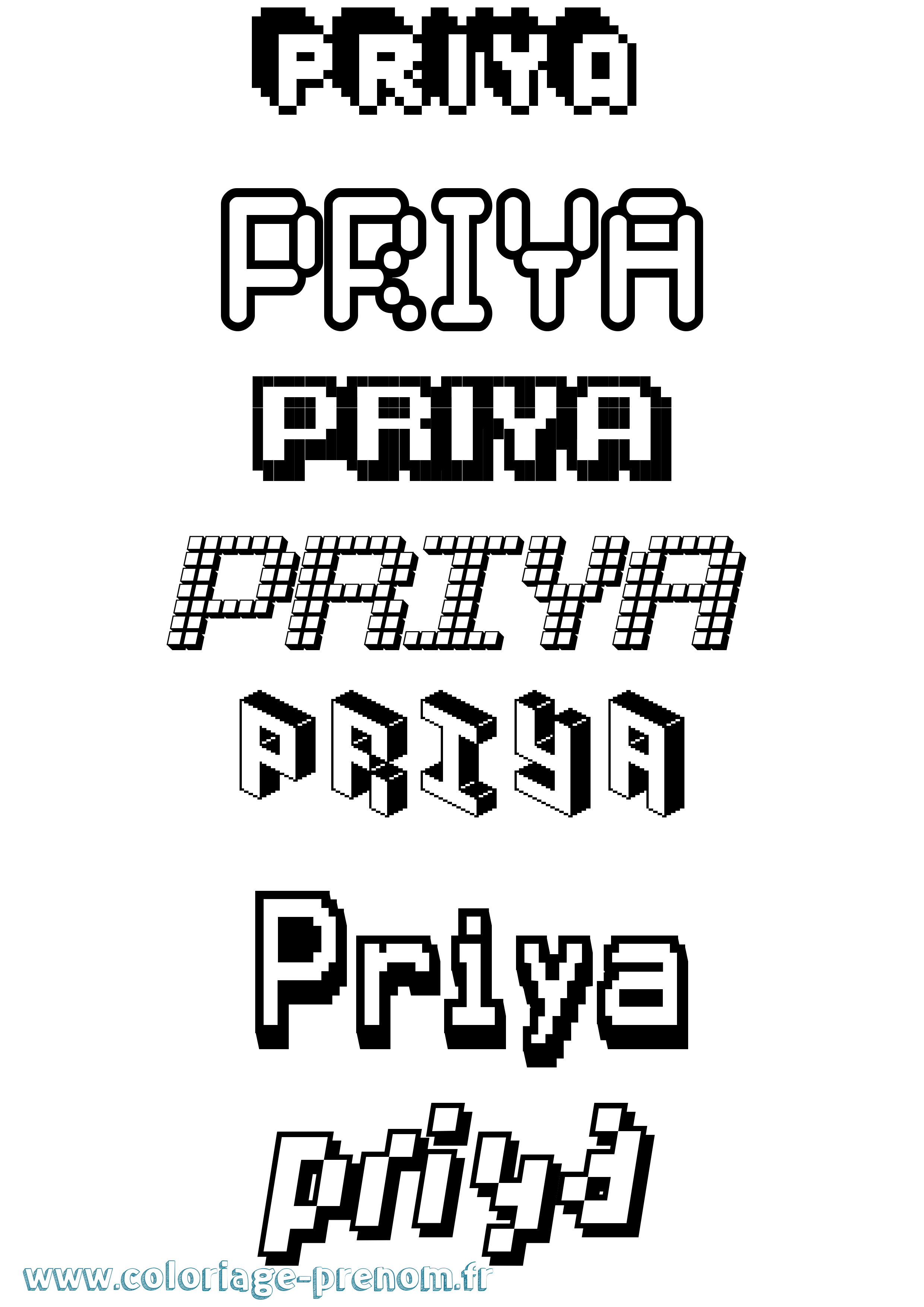 Coloriage Priya Pixel Coloriage prénom Priya Pixel