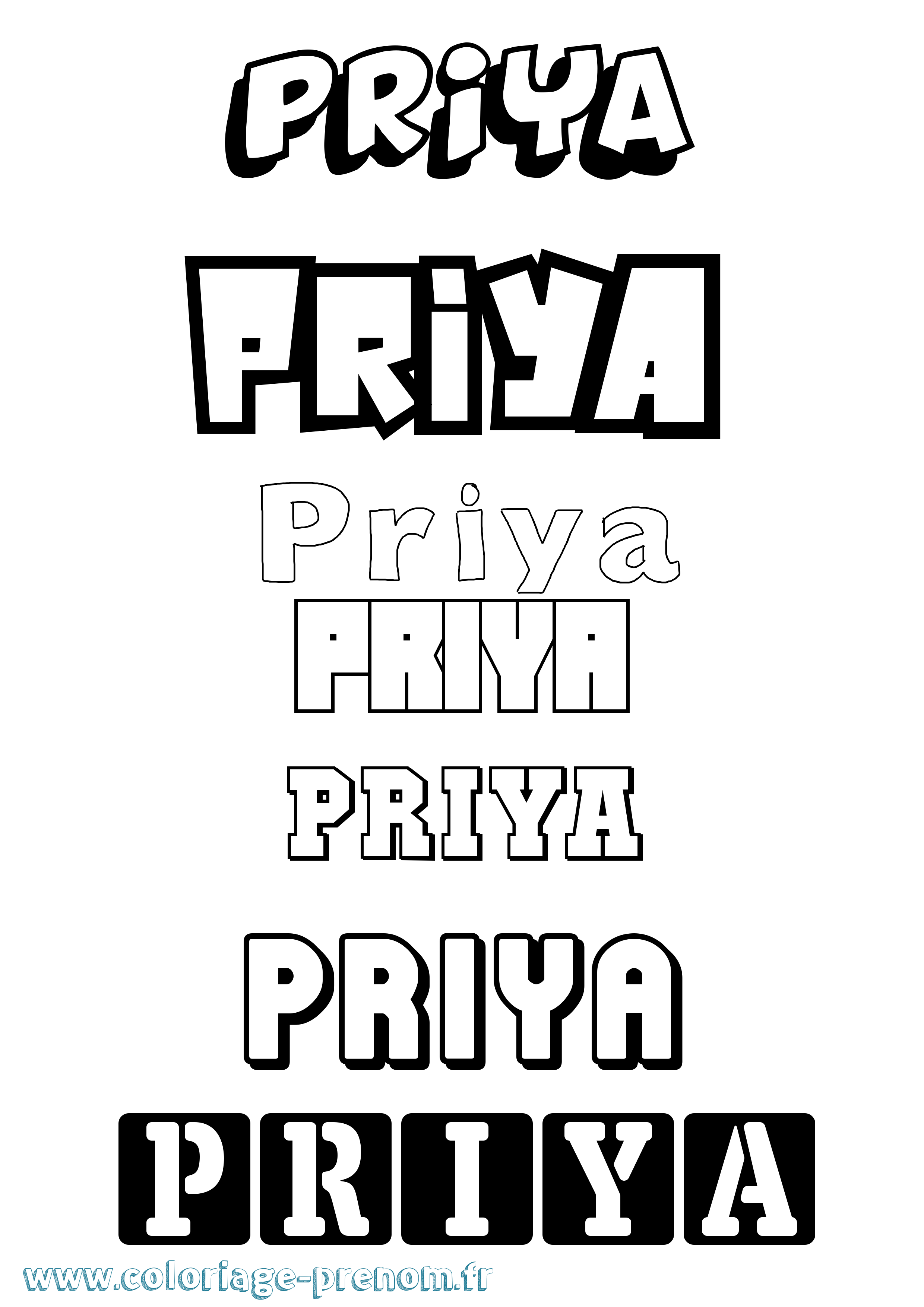 Coloriage Priya Simple Coloriage prénom Priya Simple