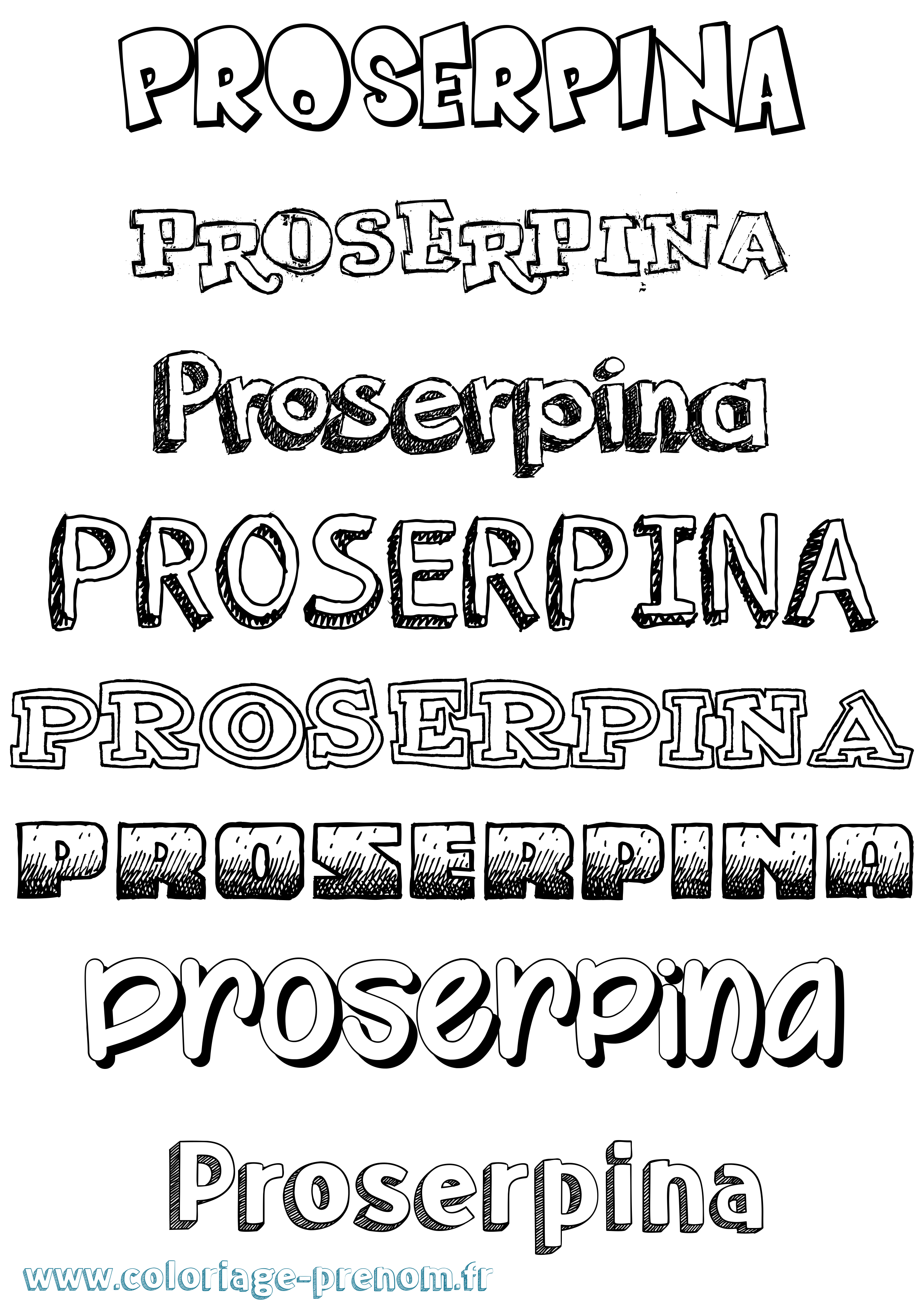 Coloriage prénom Proserpina Dessiné