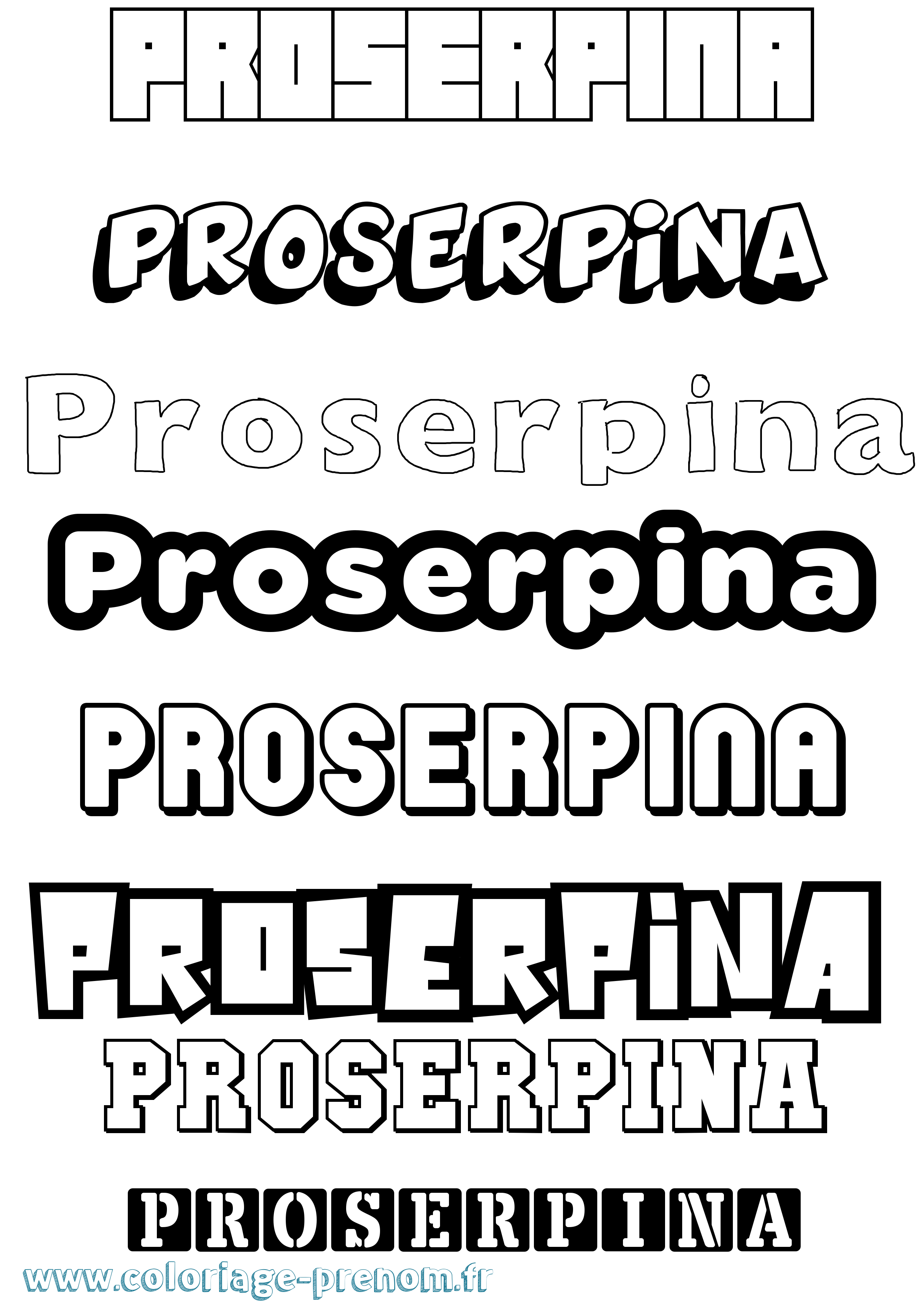 Coloriage prénom Proserpina Simple