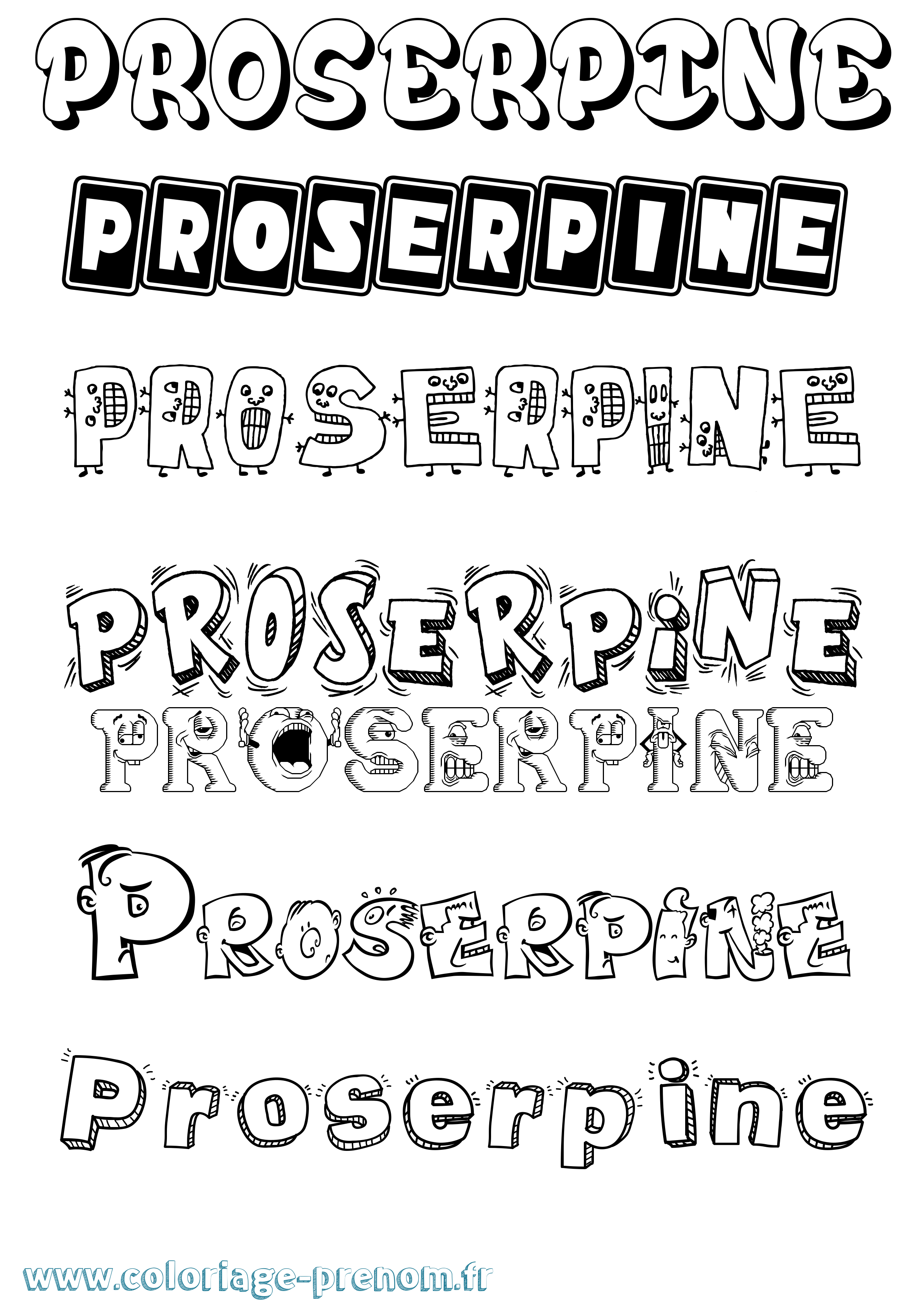 Coloriage prénom Proserpine Fun