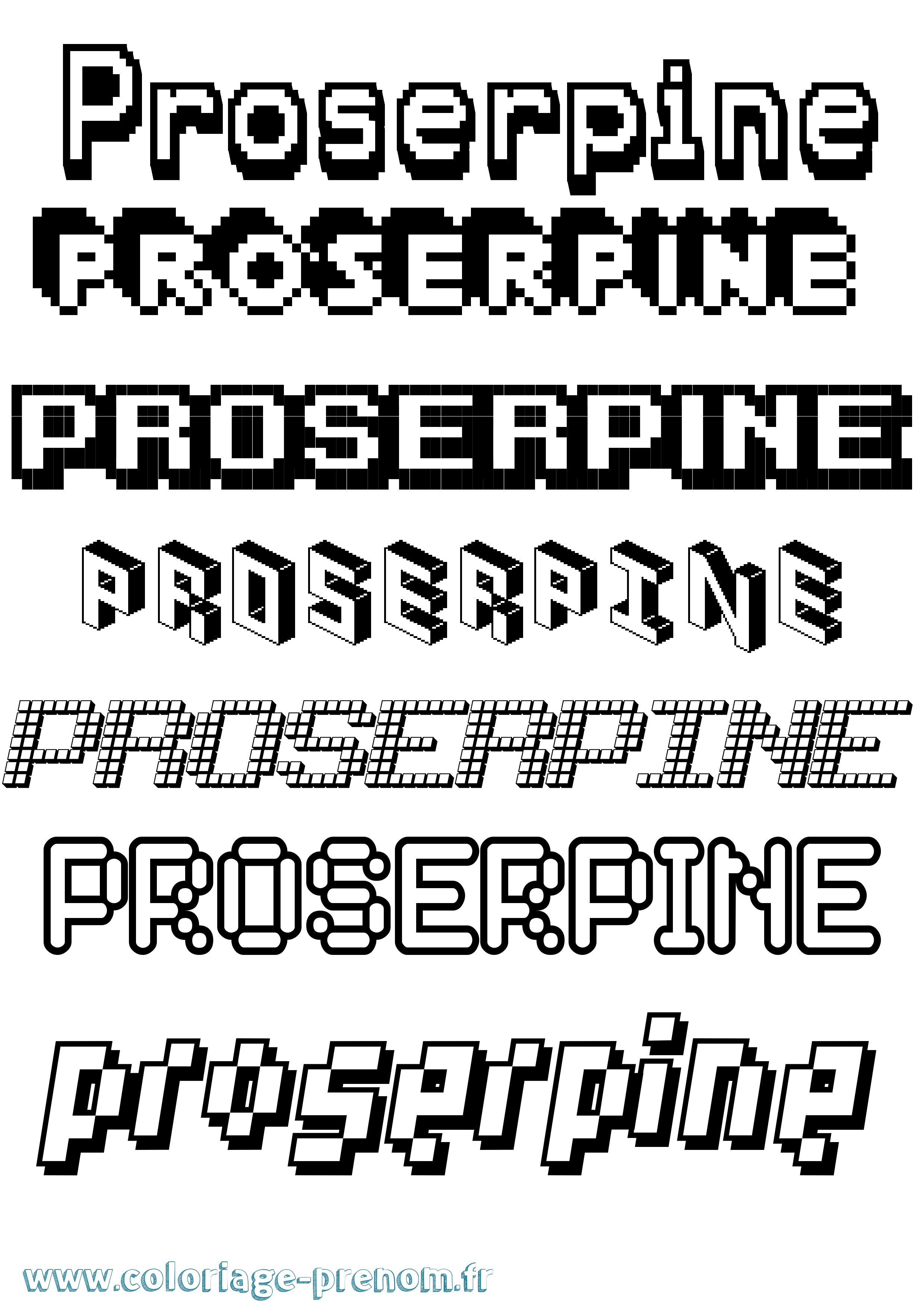 Coloriage prénom Proserpine Pixel