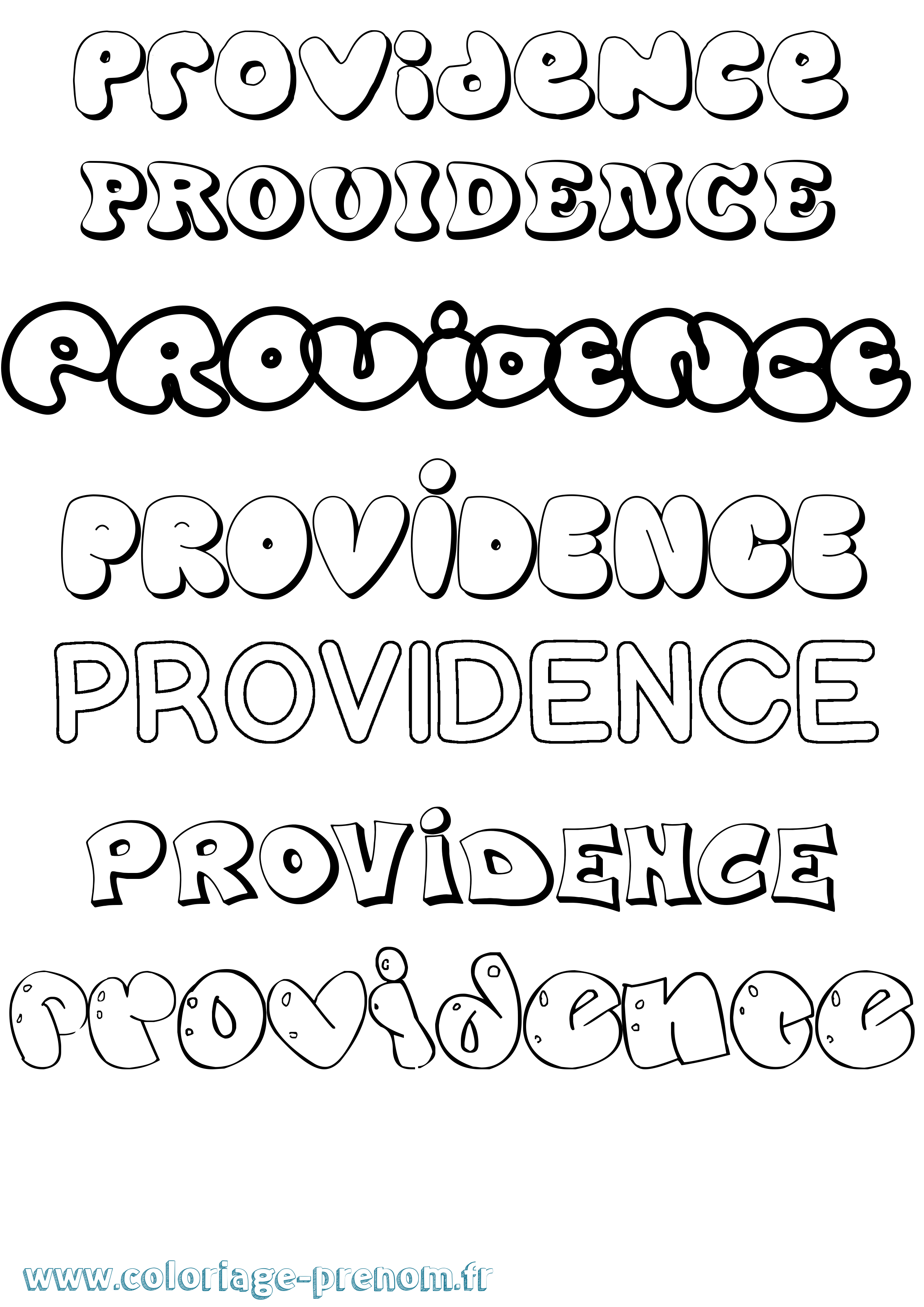 Coloriage prénom Providence Bubble
