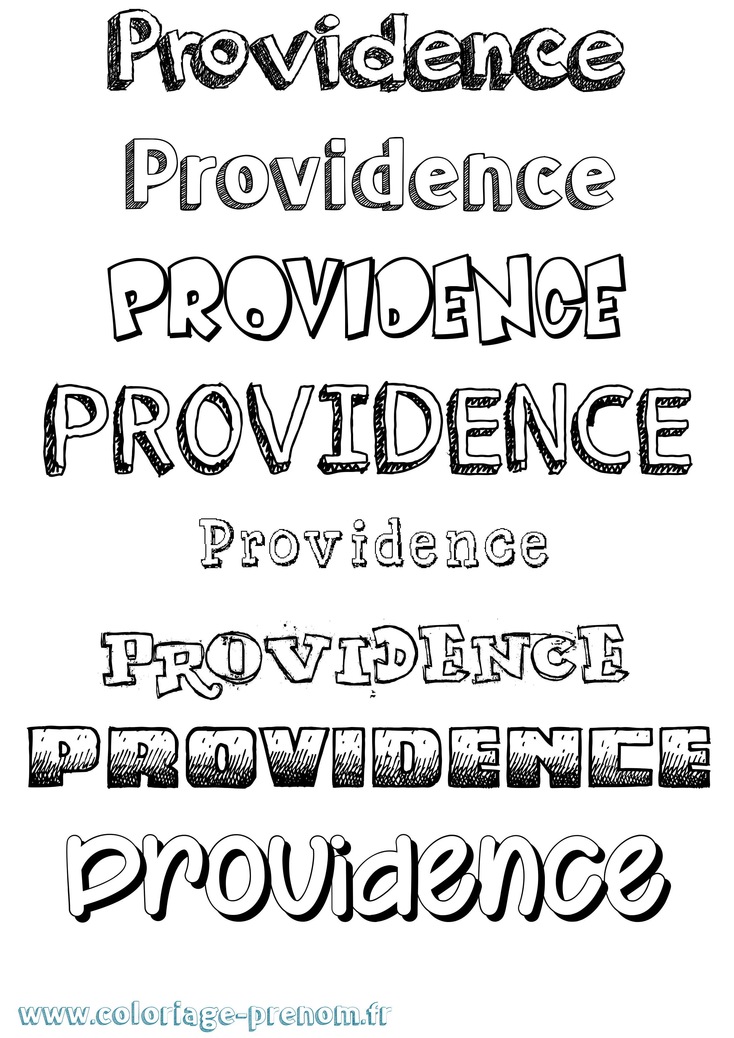 Coloriage prénom Providence Dessiné