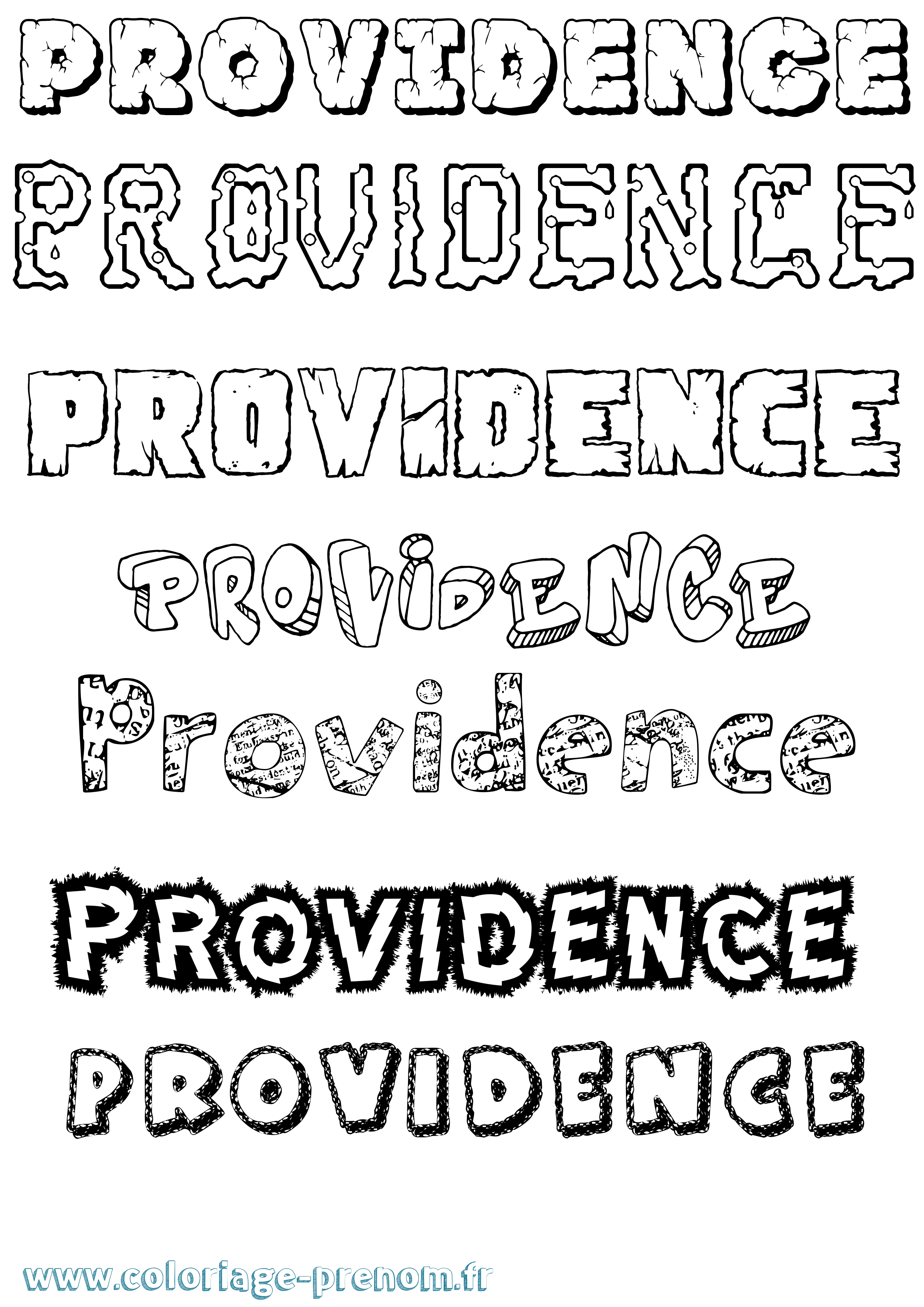 Coloriage prénom Providence Destructuré
