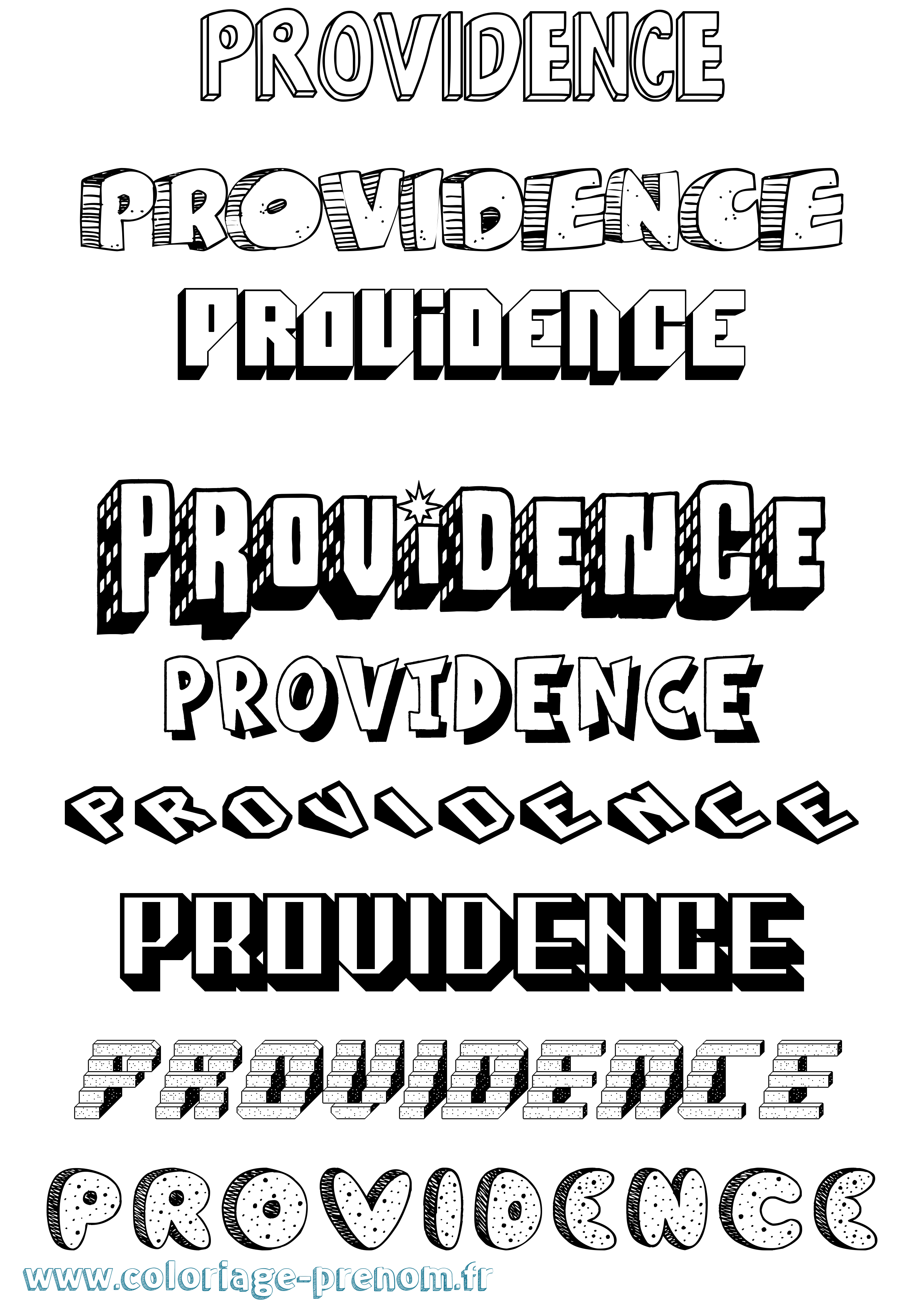 Coloriage prénom Providence Effet 3D