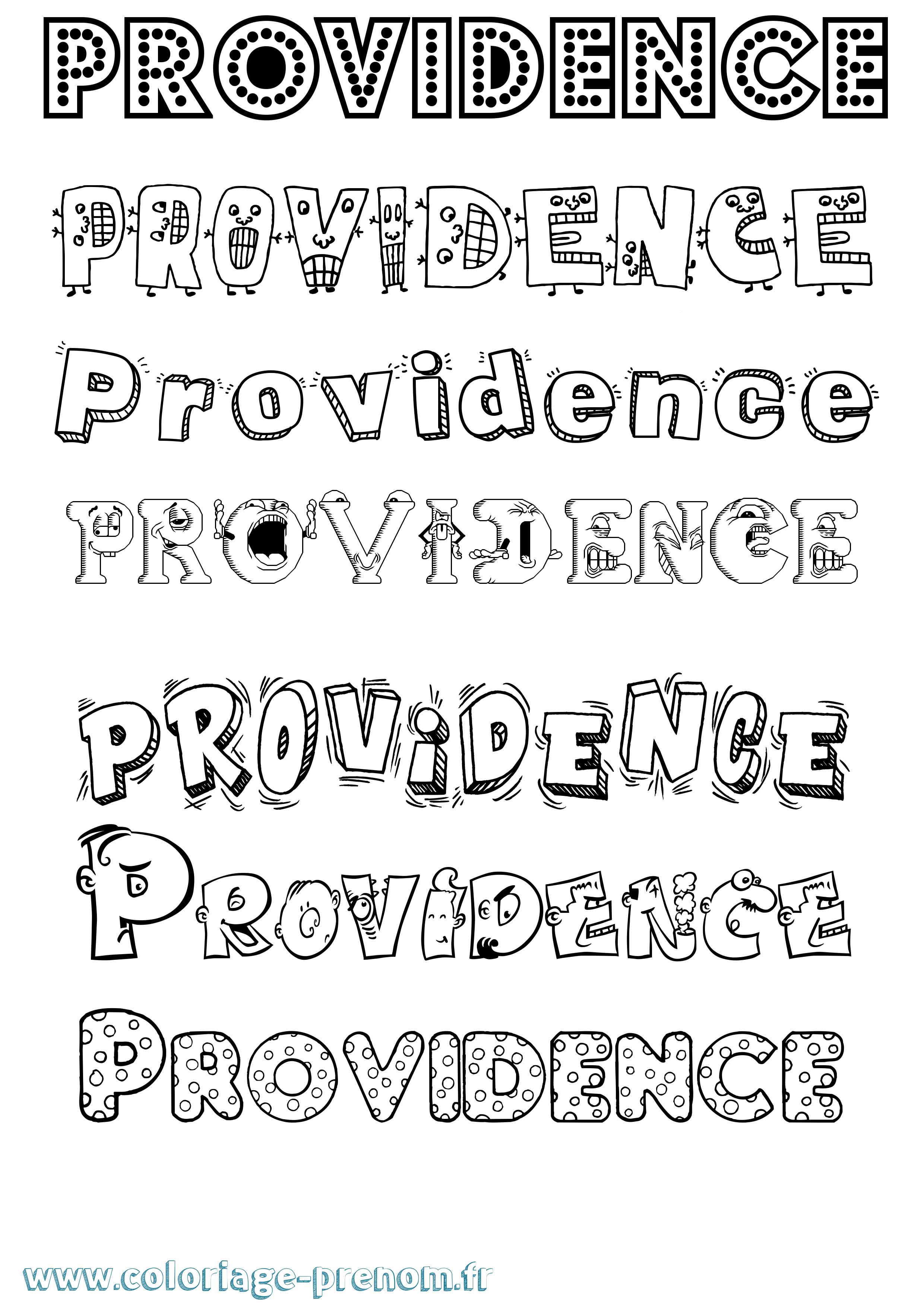 Coloriage prénom Providence Fun