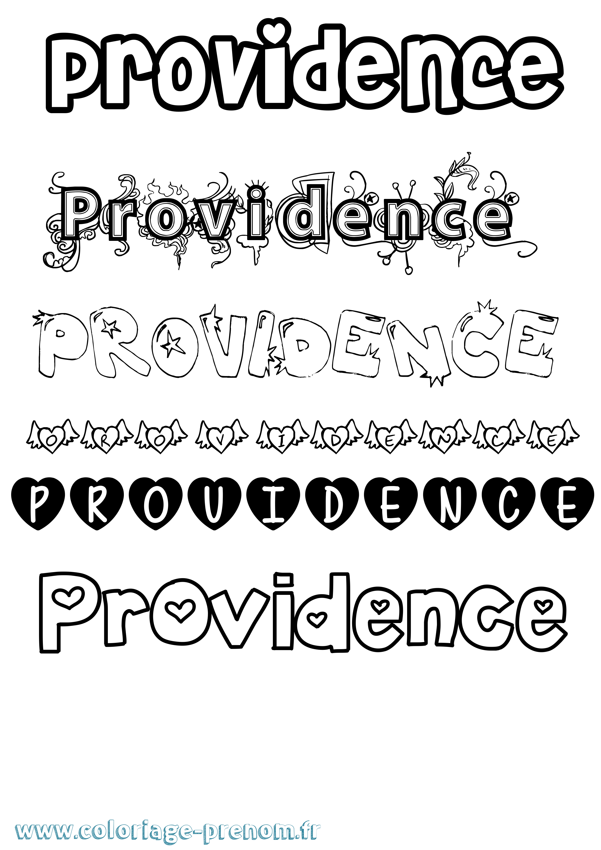 Coloriage prénom Providence Girly