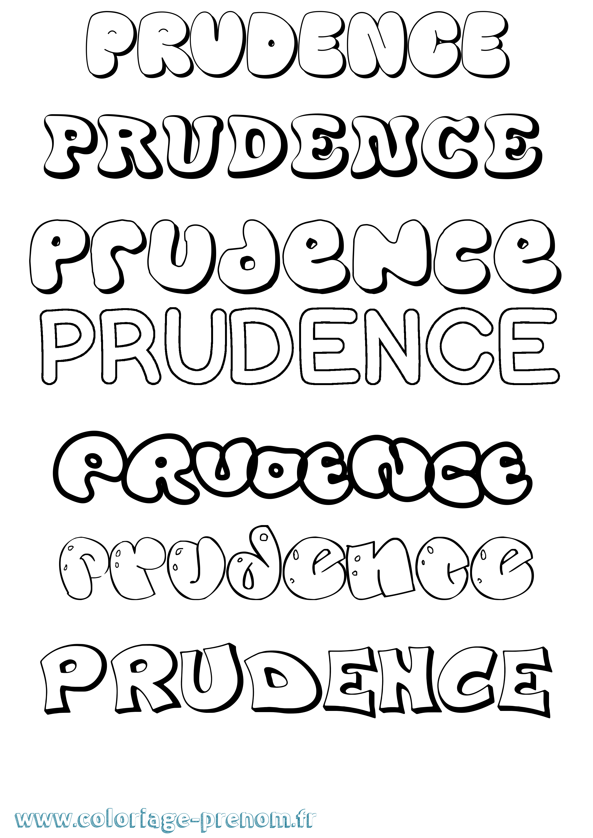 Coloriage prénom Prudence Bubble