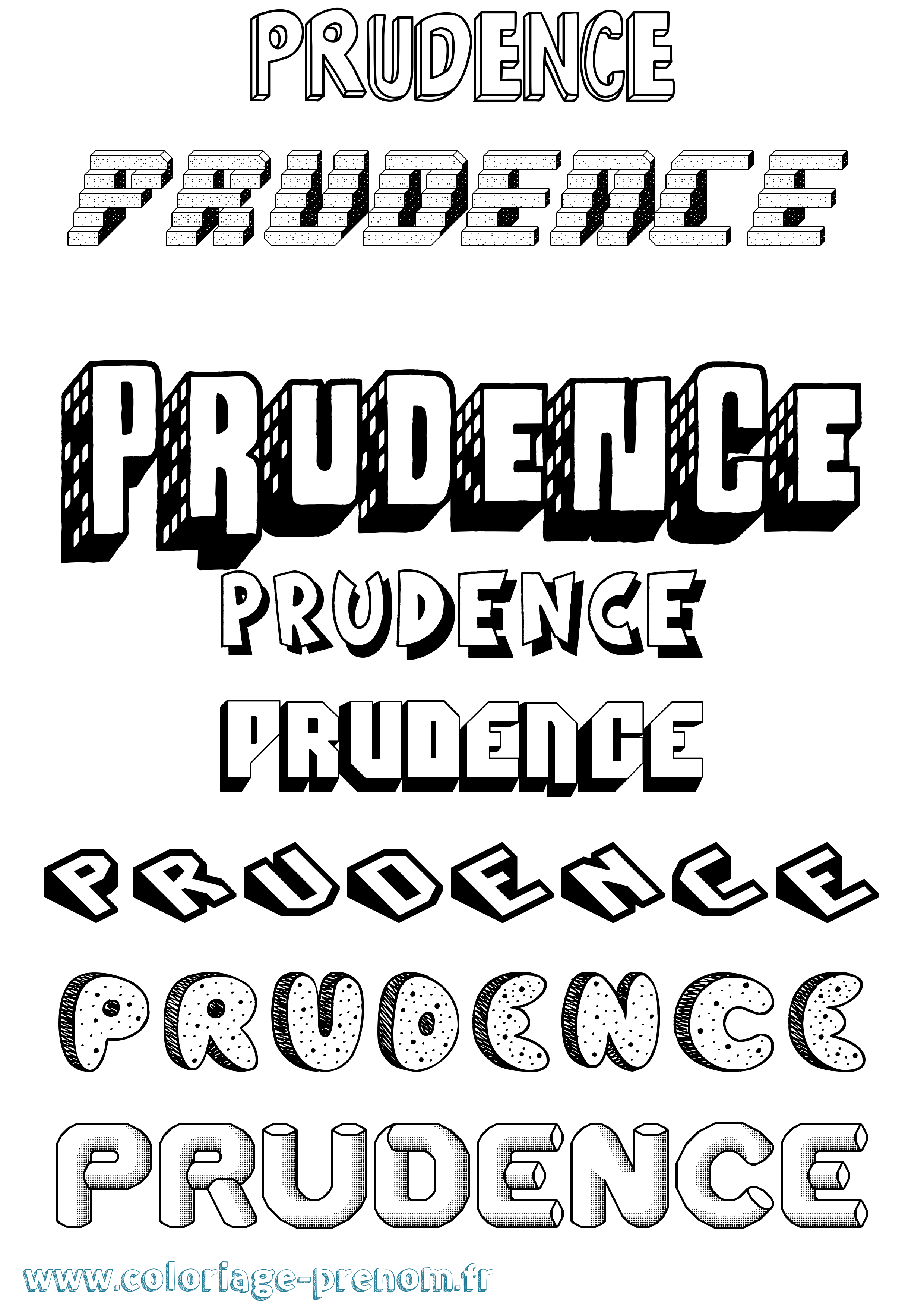 Coloriage prénom Prudence Effet 3D
