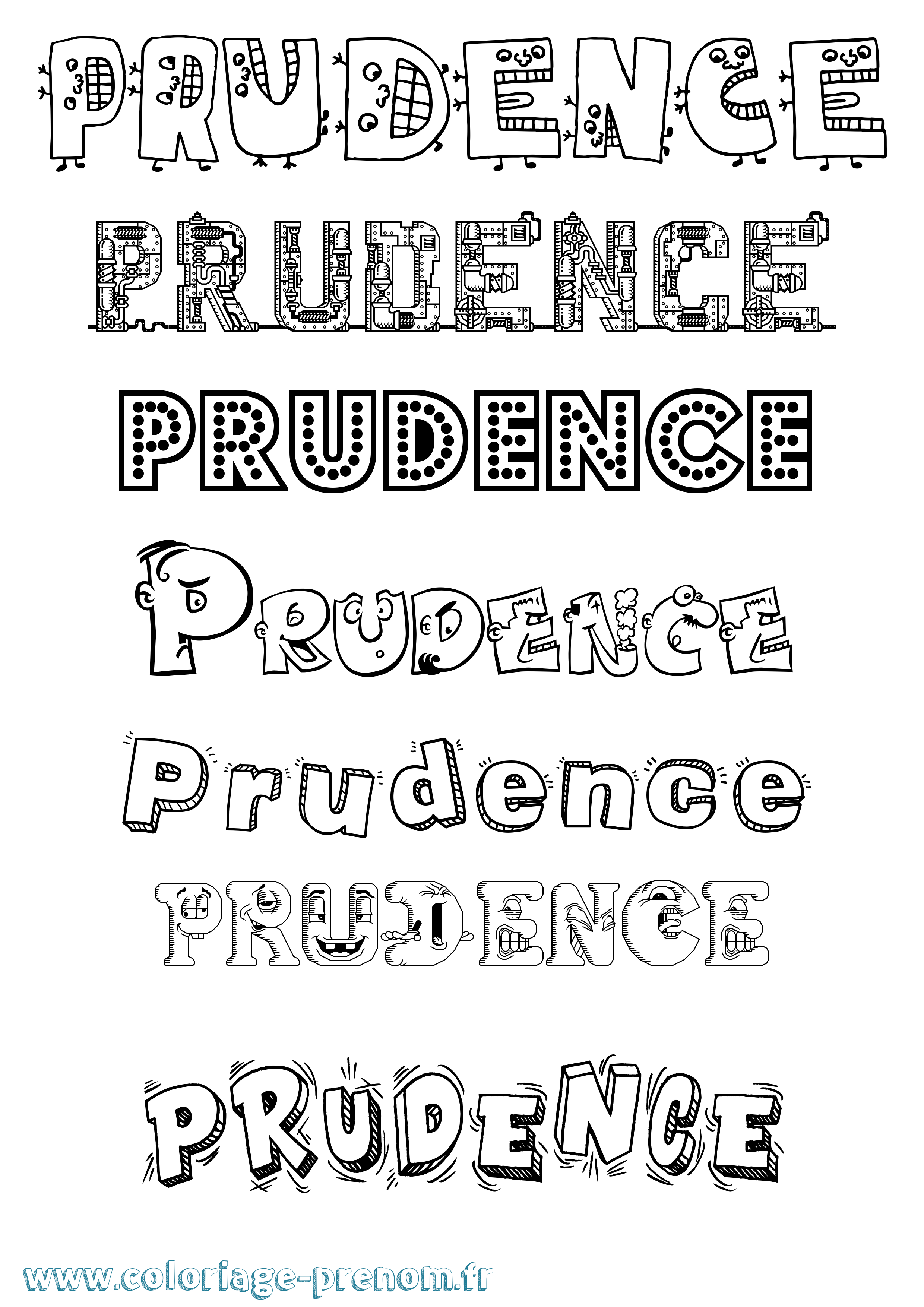 Coloriage prénom Prudence Fun