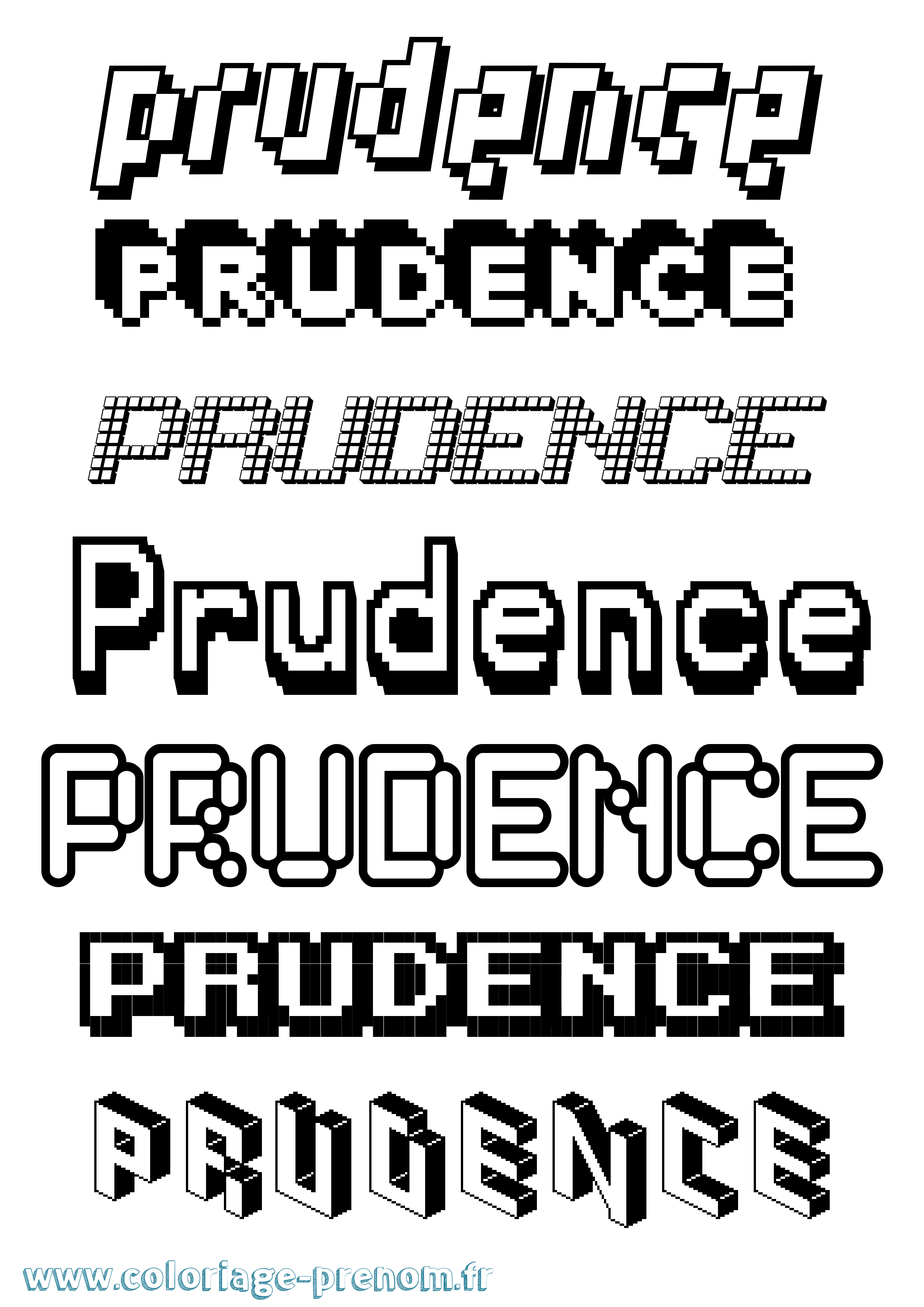 Coloriage prénom Prudence Pixel