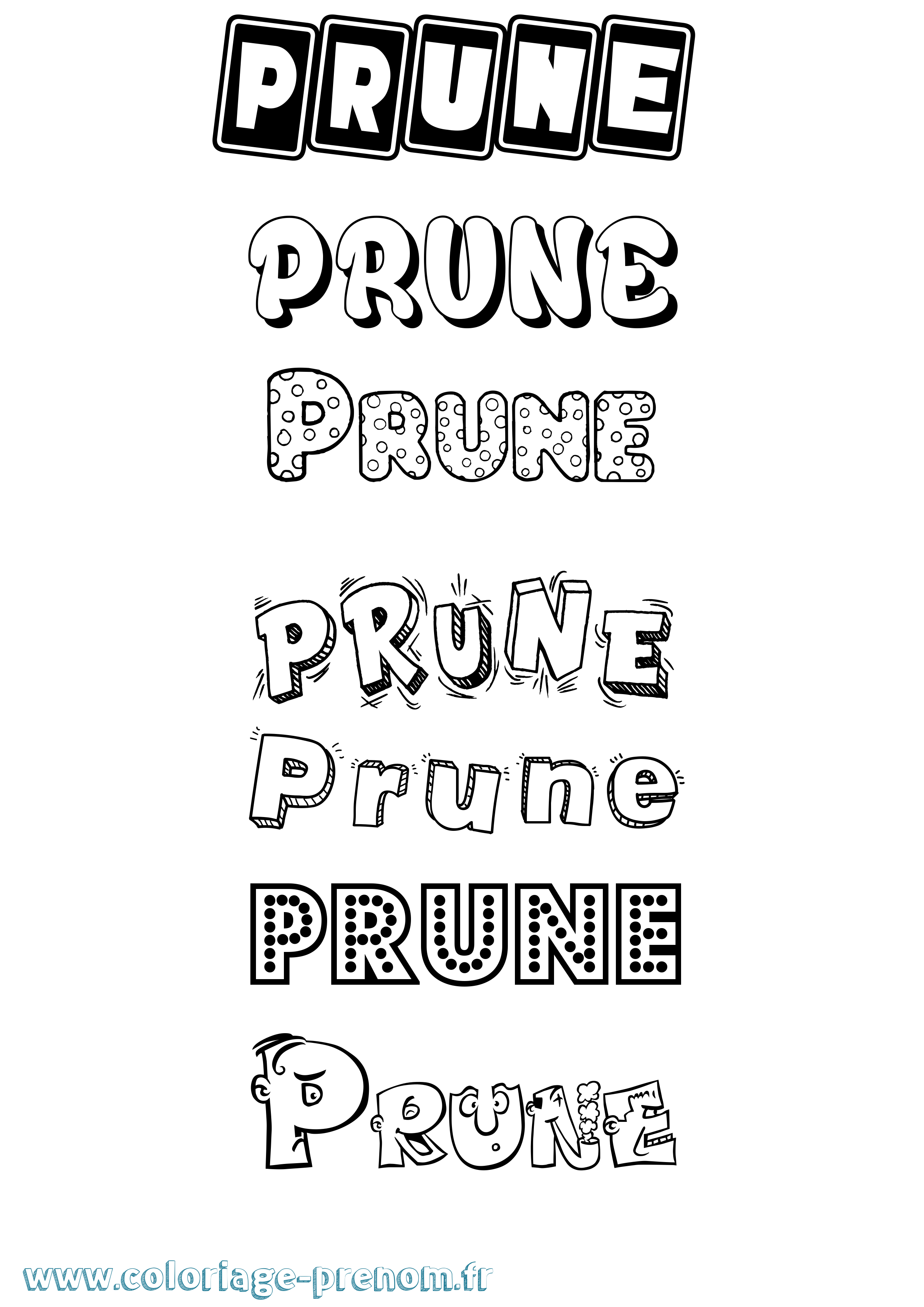 Coloriage prénom Prune Fun