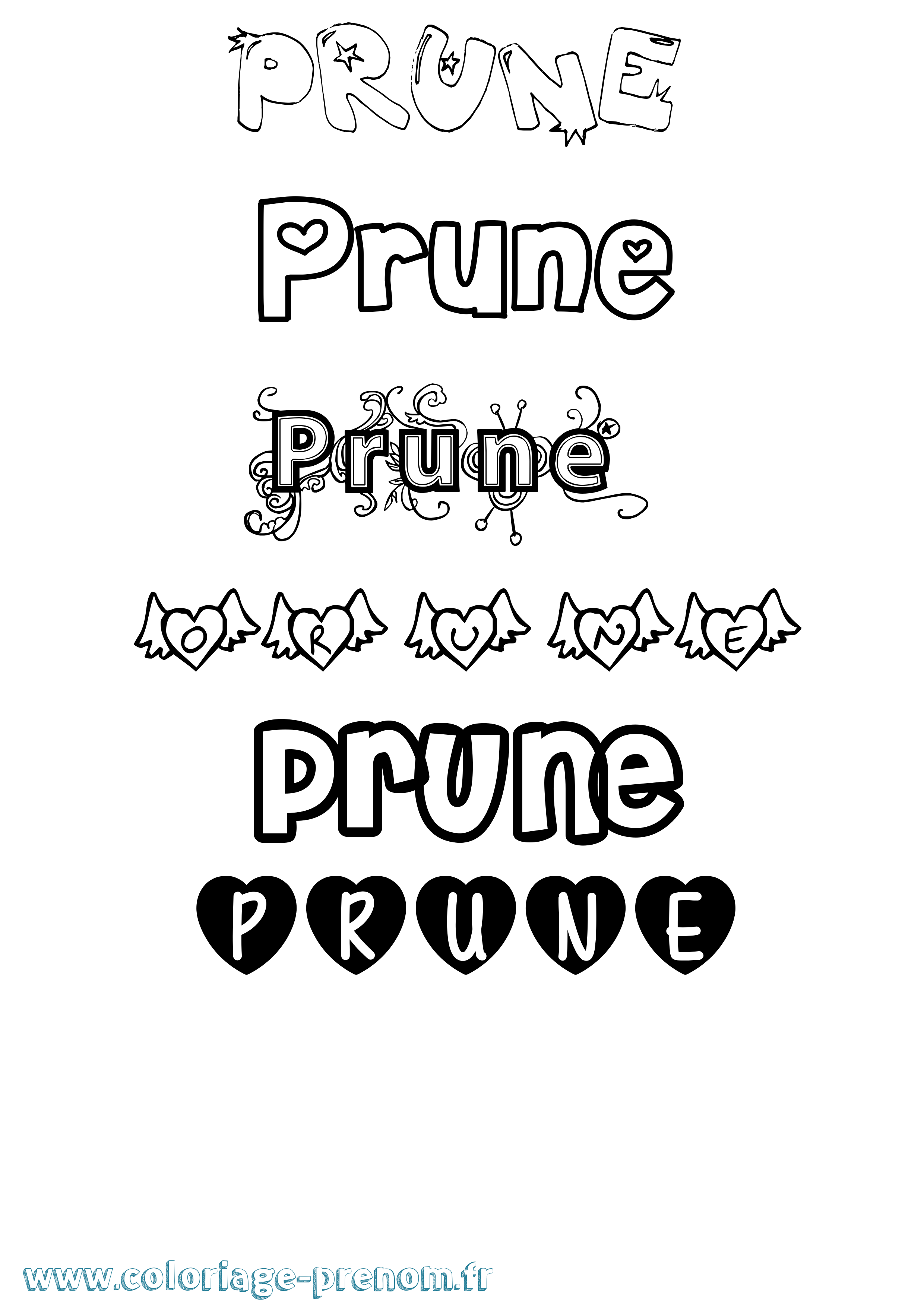 Coloriage prénom Prune
