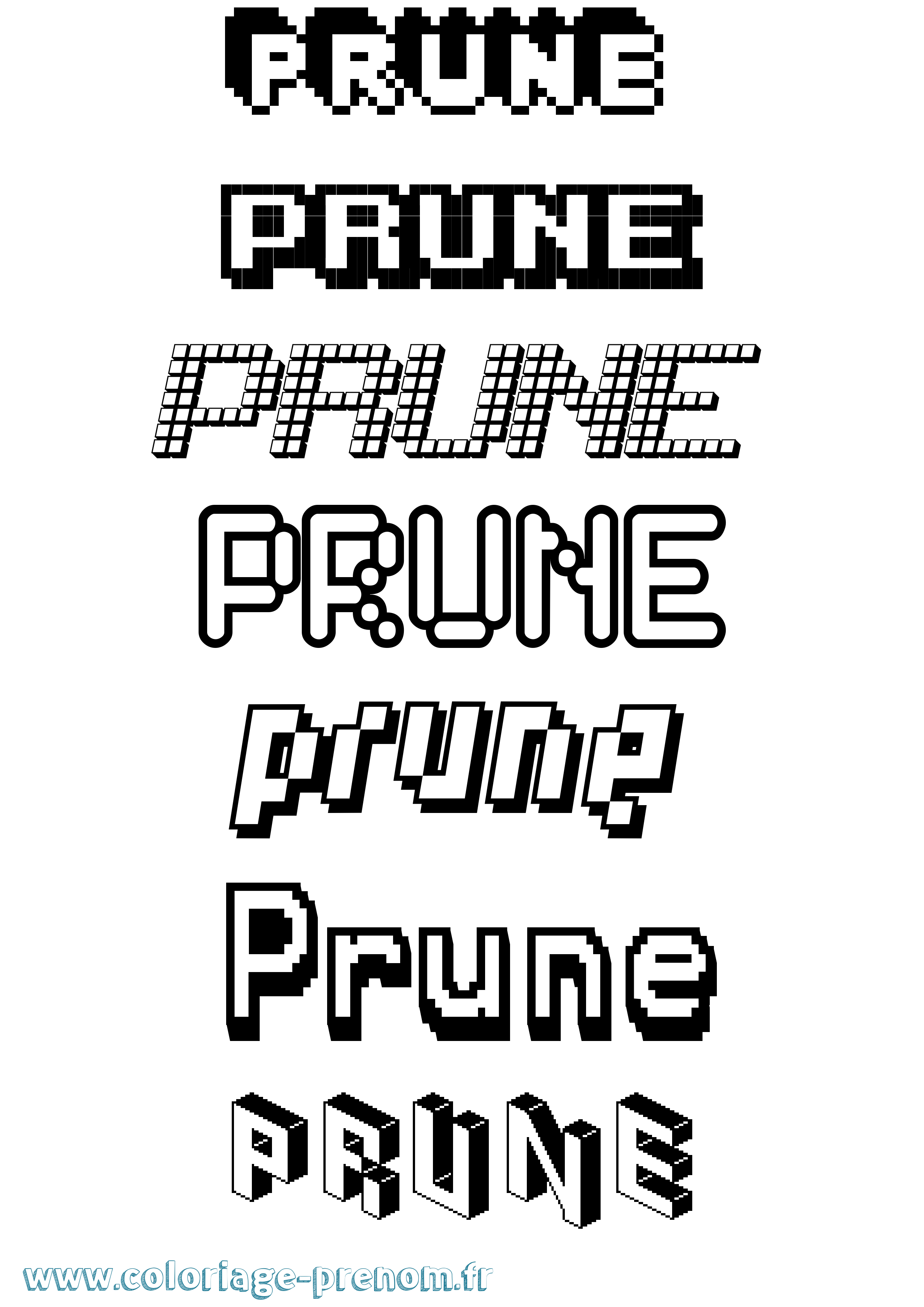 Coloriage prénom Prune Pixel