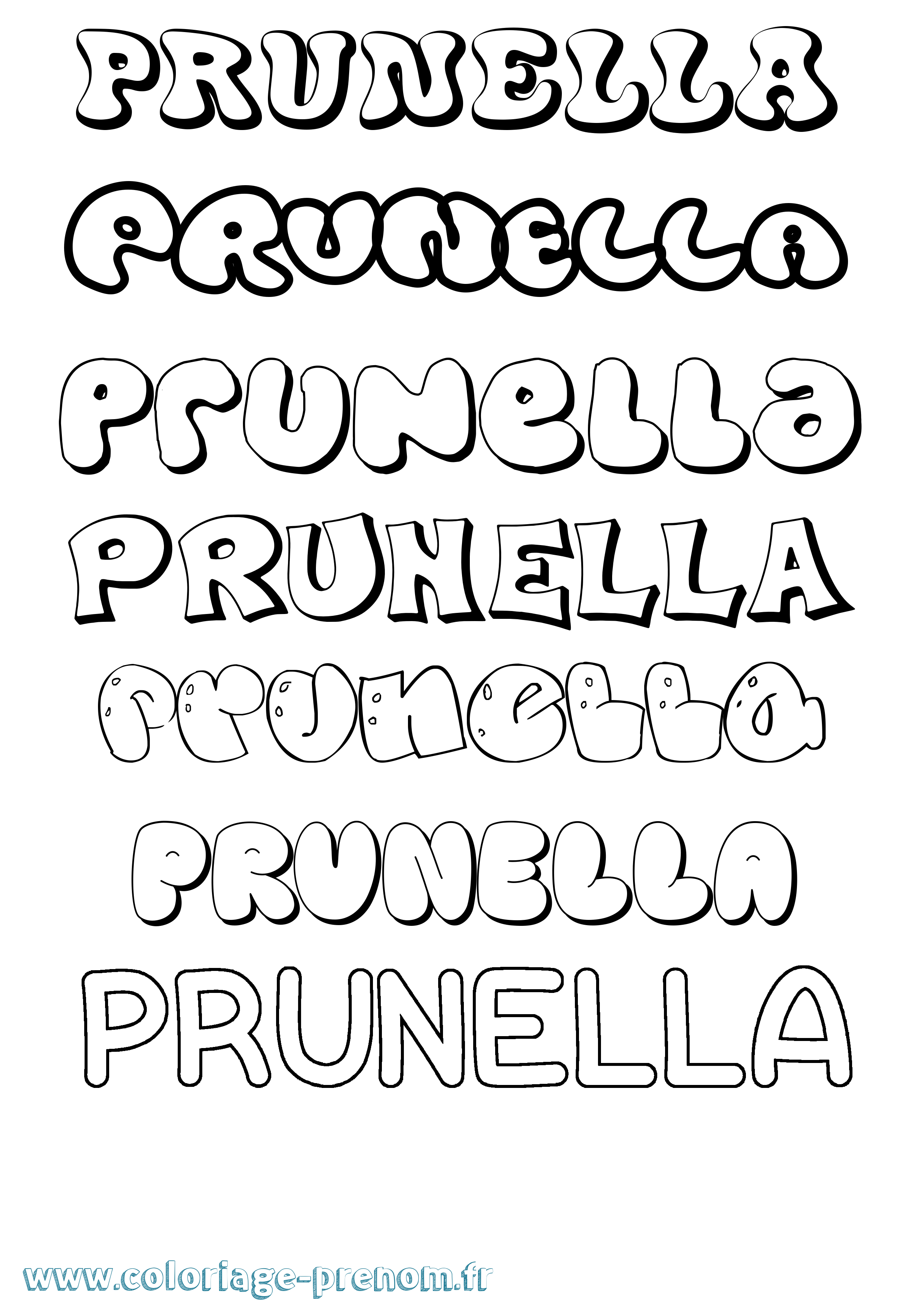 Coloriage prénom Prunella Bubble