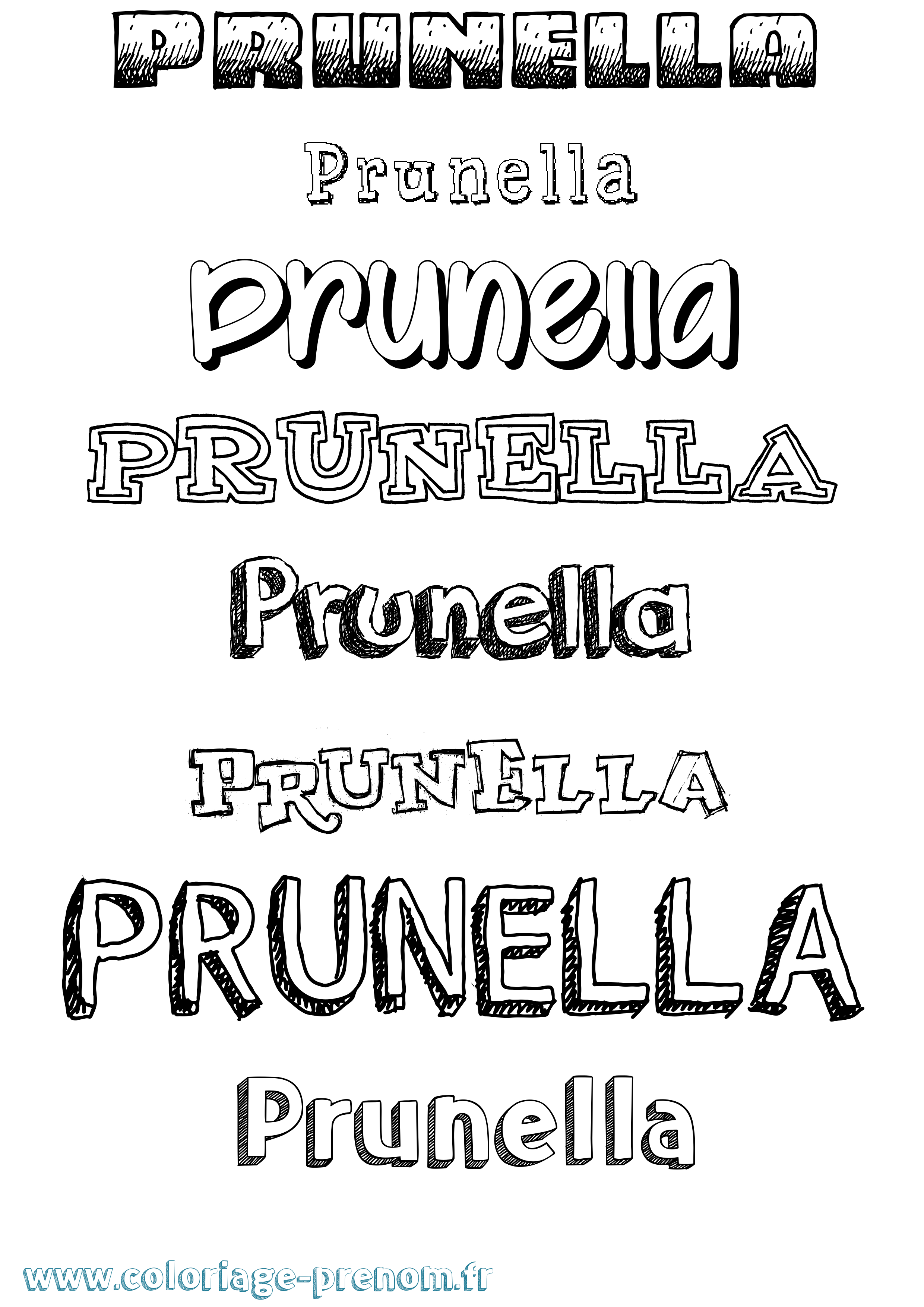 Coloriage prénom Prunella Dessiné