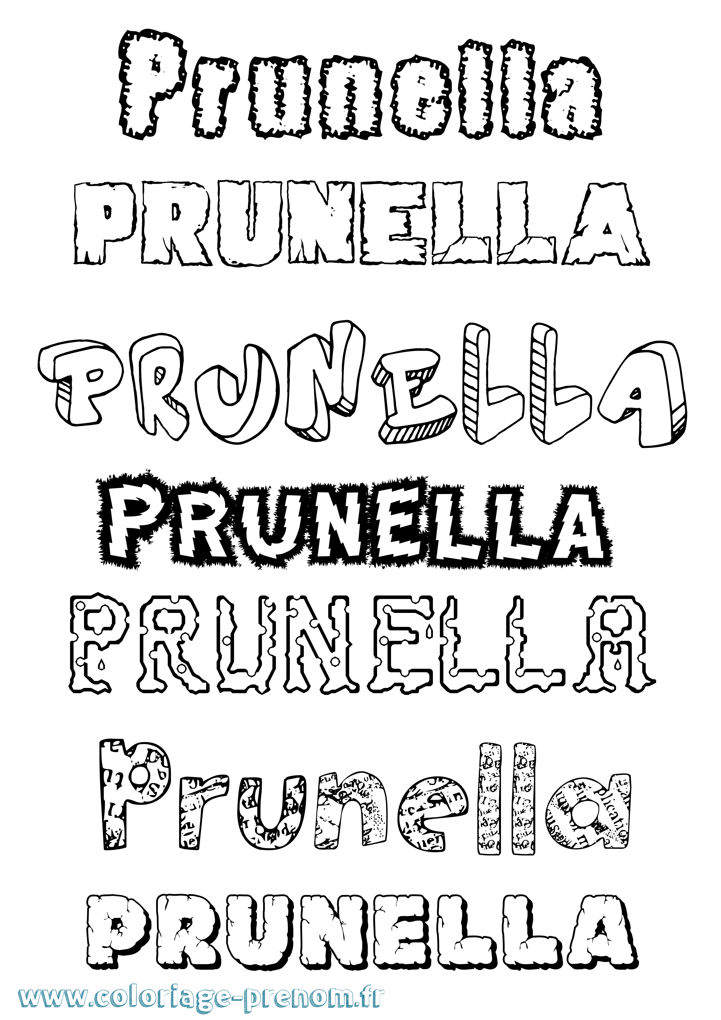 Coloriage prénom Prunella Destructuré