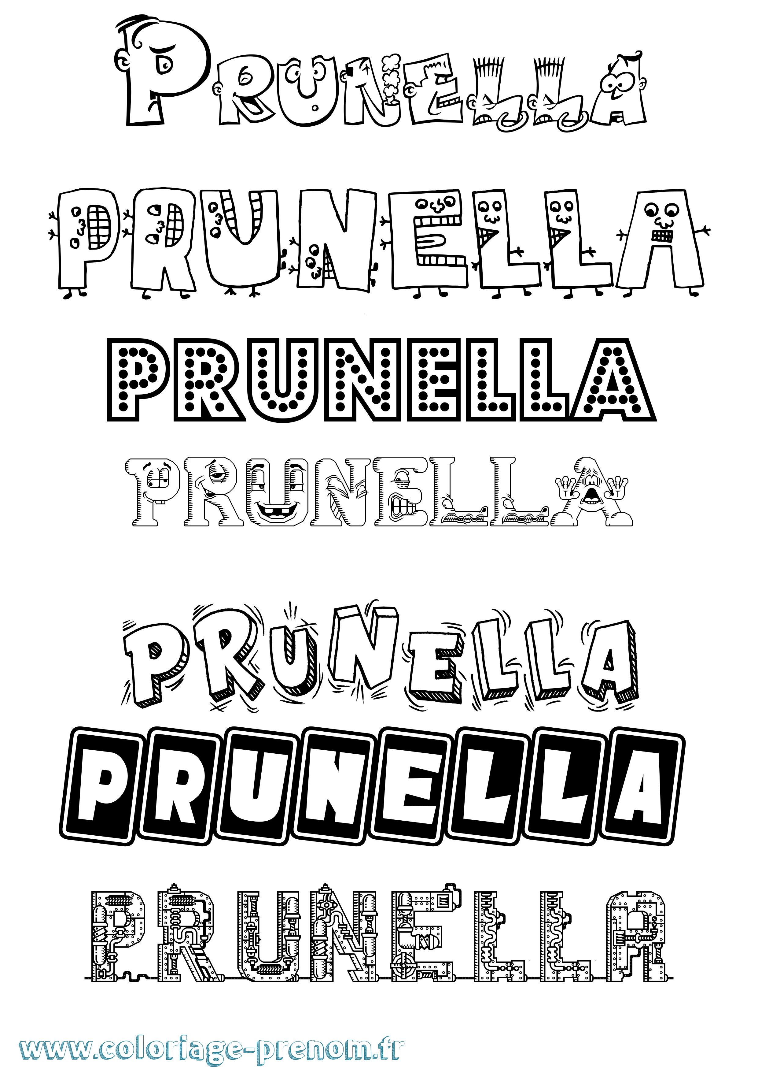 Coloriage prénom Prunella Fun