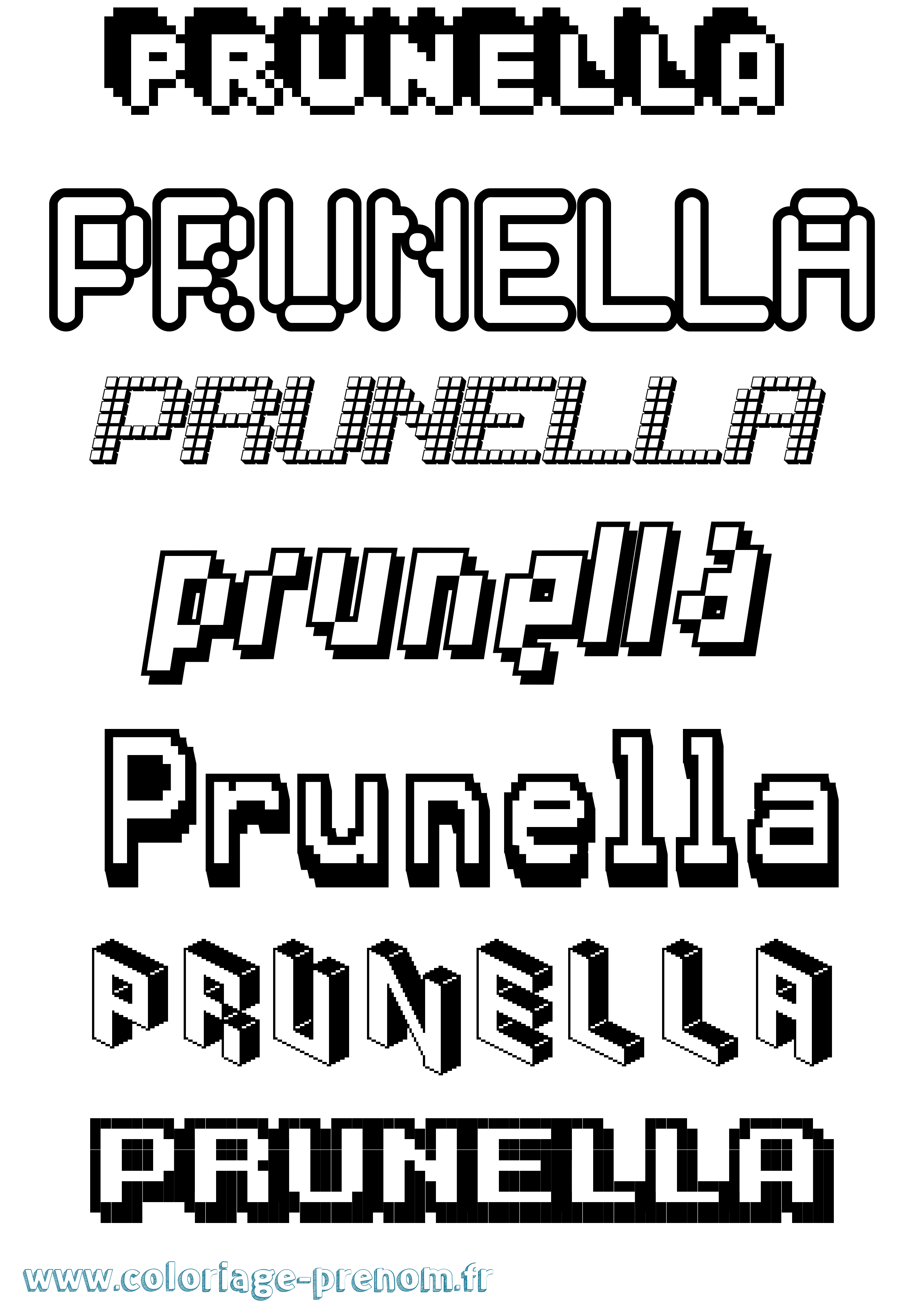 Coloriage prénom Prunella Pixel