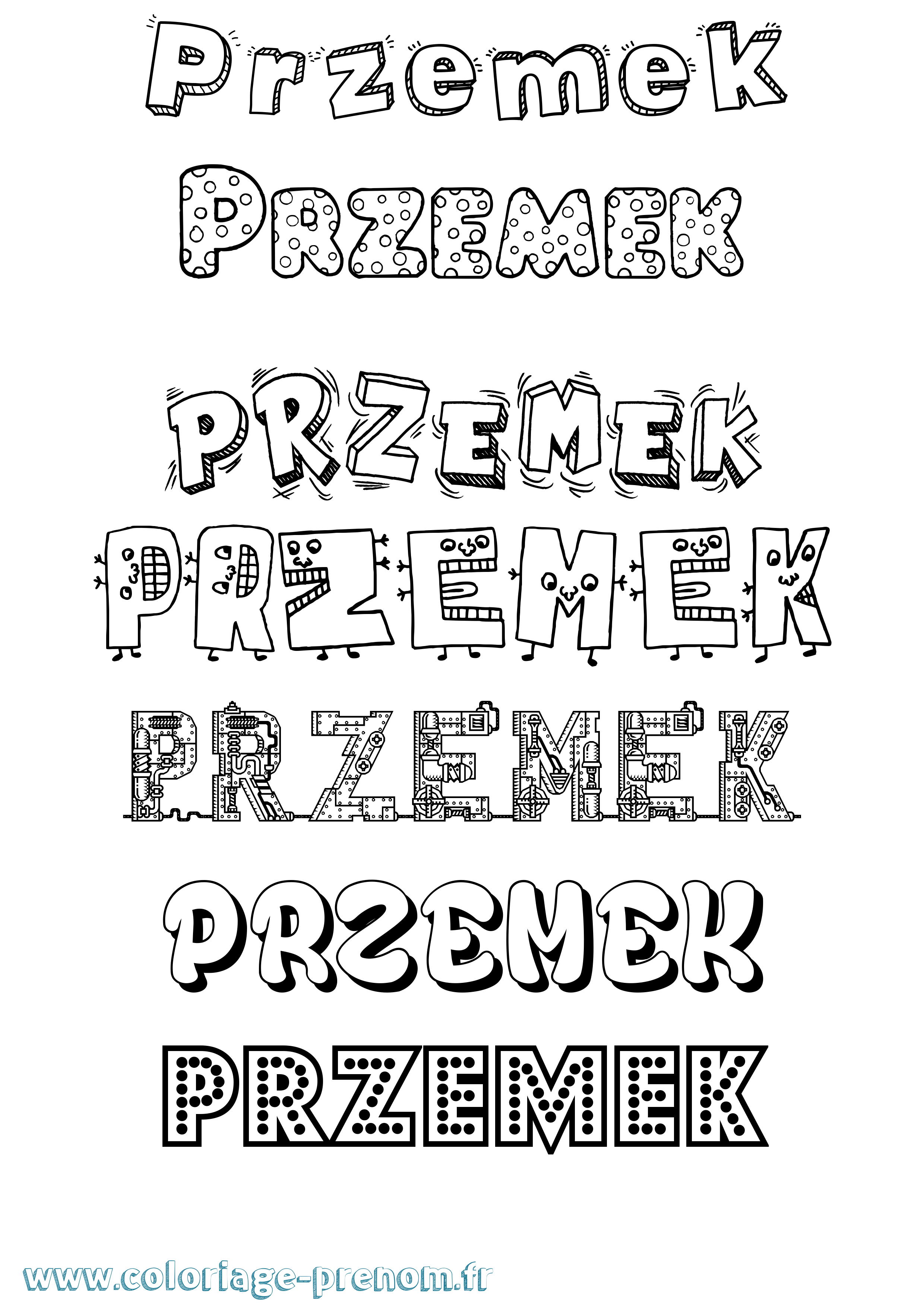 Coloriage prénom Przemek Fun