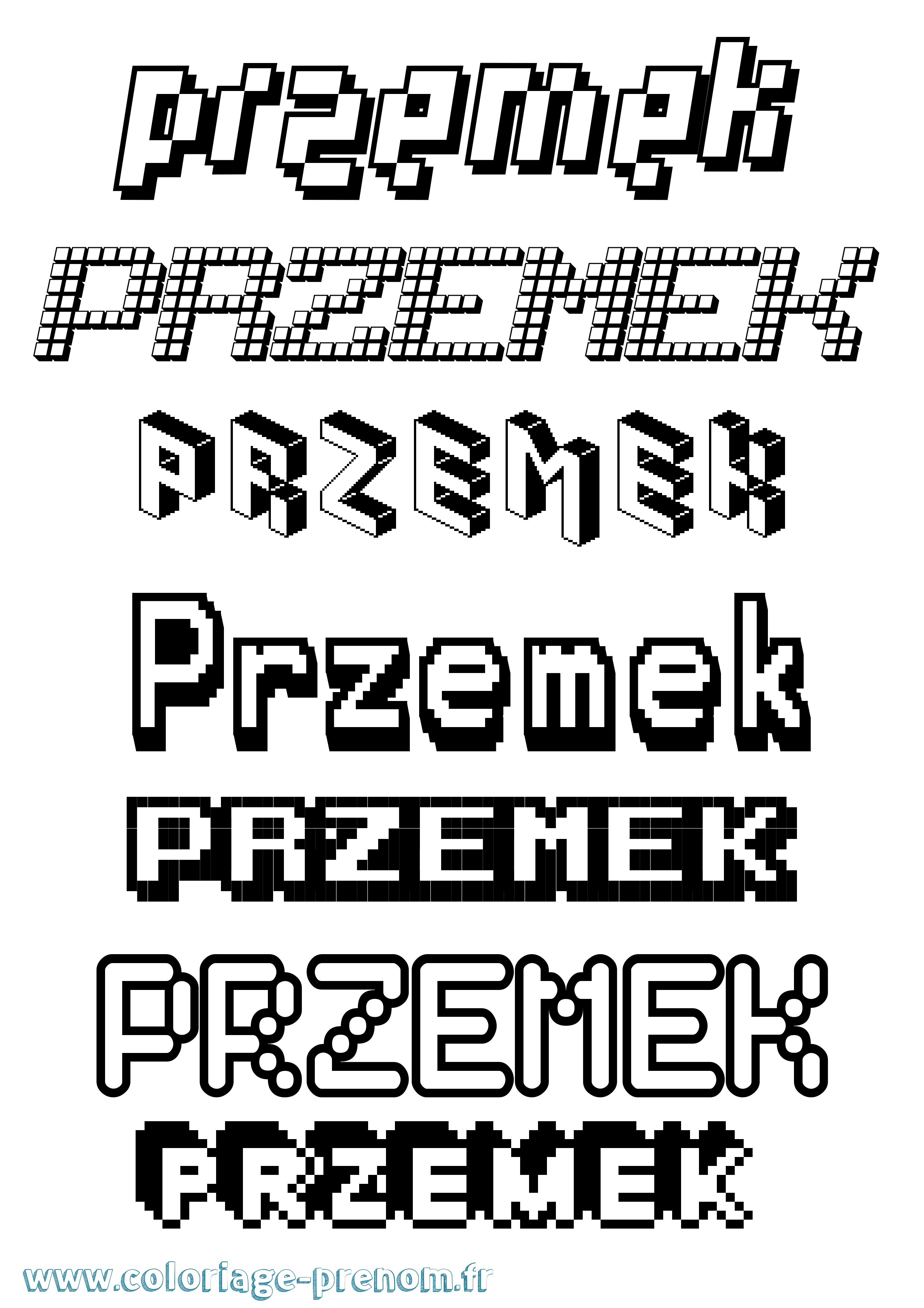 Coloriage prénom Przemek Pixel