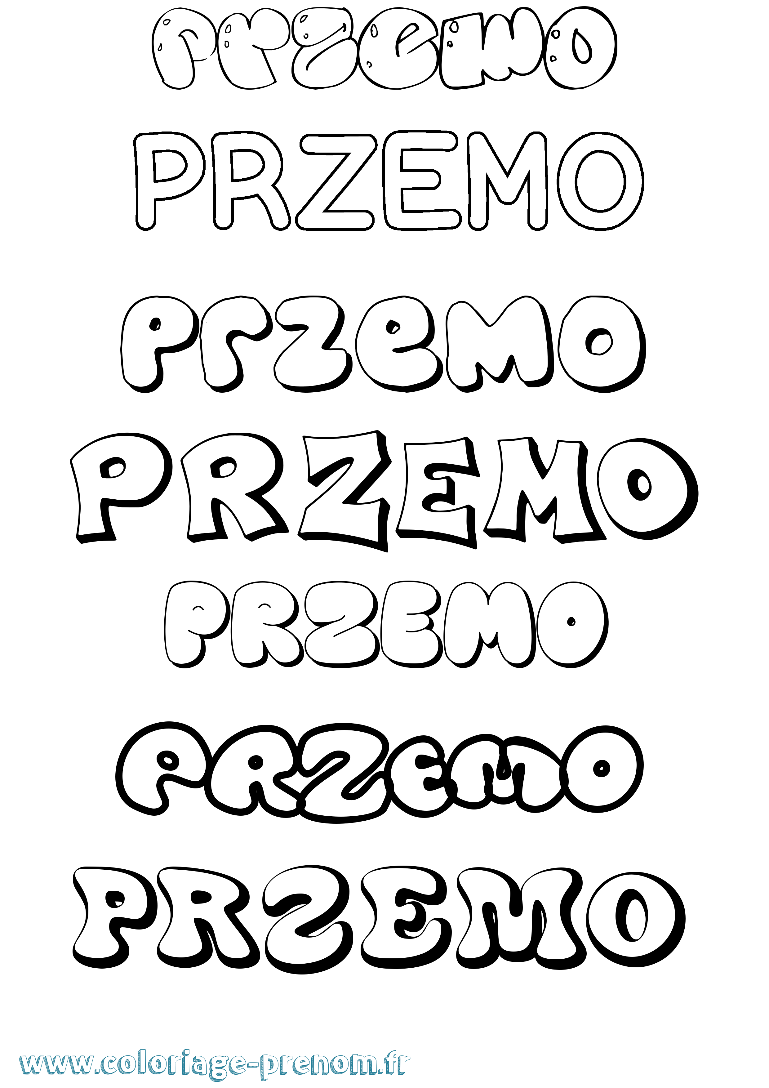 Coloriage Przemo Bubble Coloriage prénom Przemo Bubble