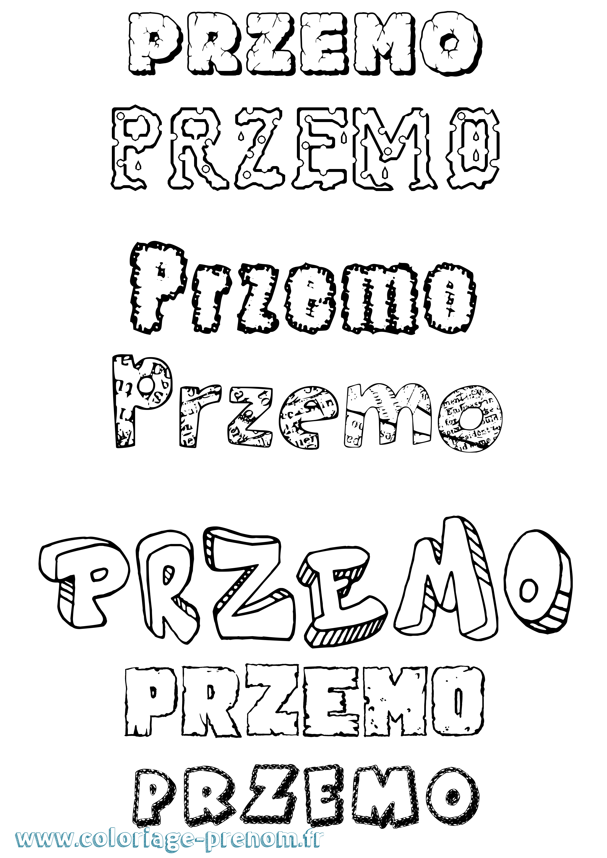 Coloriage Przemo Destructuré Coloriage prénom Przemo Destructuré