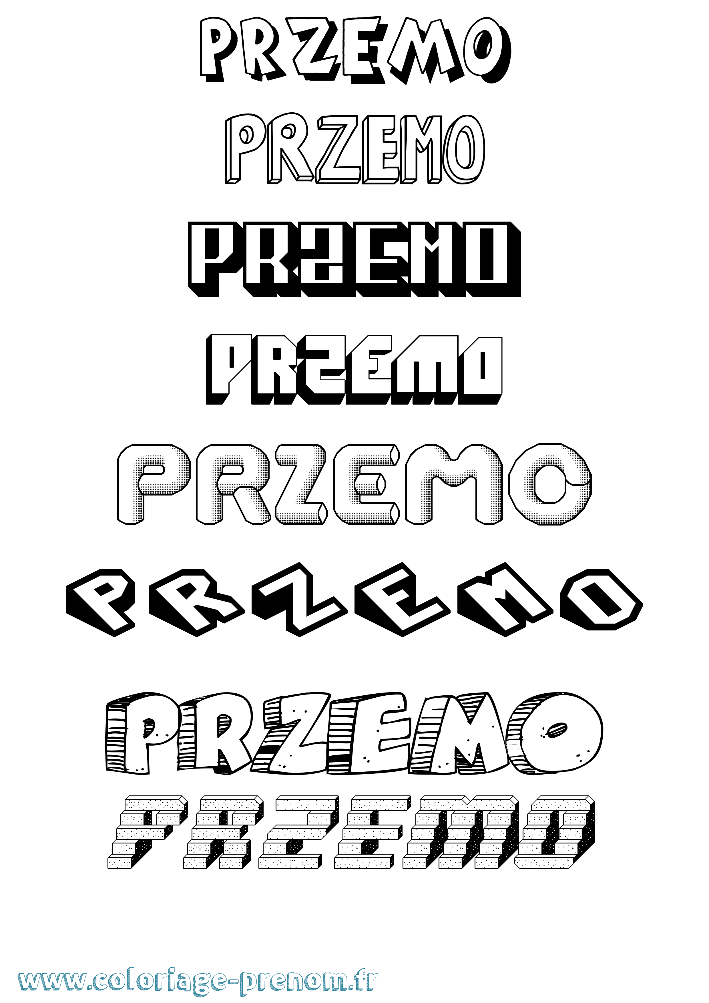 Coloriage Przemo Effet 3D Coloriage prénom Przemo Effet 3D